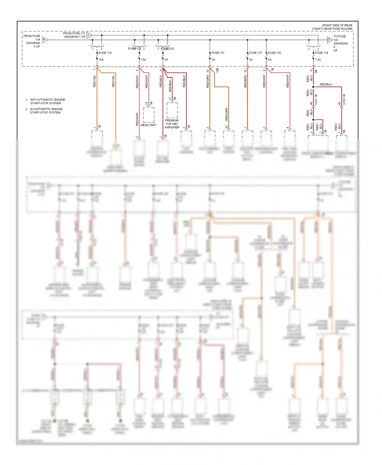 Wiring diagram fuse 121 for BMW M5 F10 facelift (2013-2016) (1 of 1)