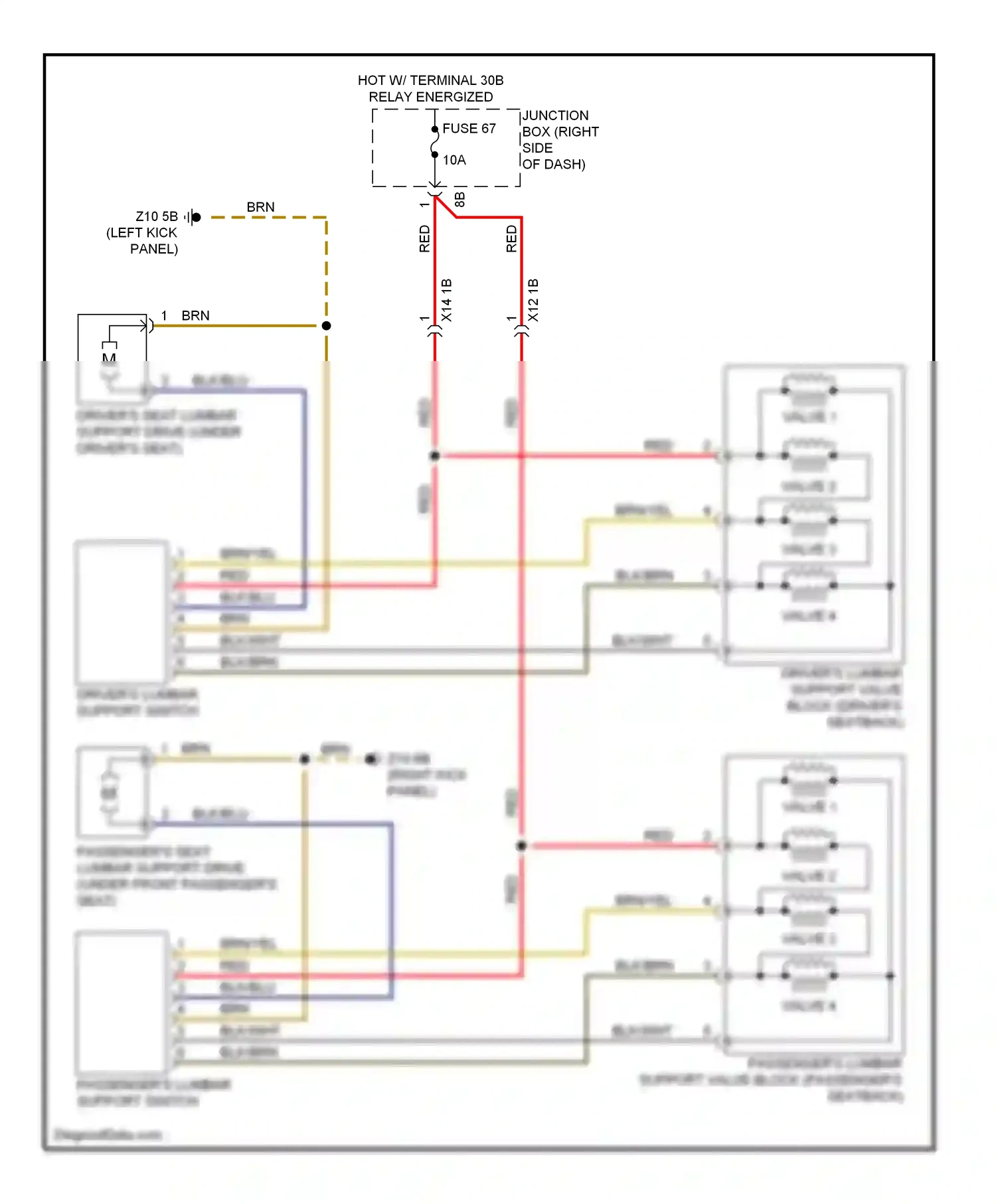 Wiring diagram fuse 67 for BMW M5 F10 facelift (2013-2016) (1 of 2)