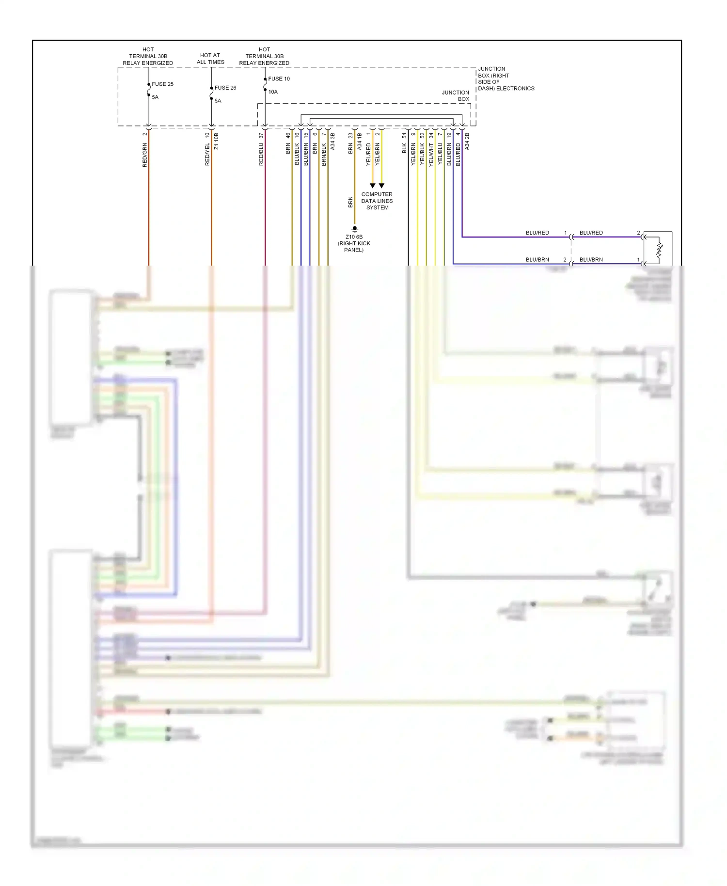 Wiring diagram instrument cluster control unit for BMW M5 F10 facelift (2013-2016) (2 of 5)