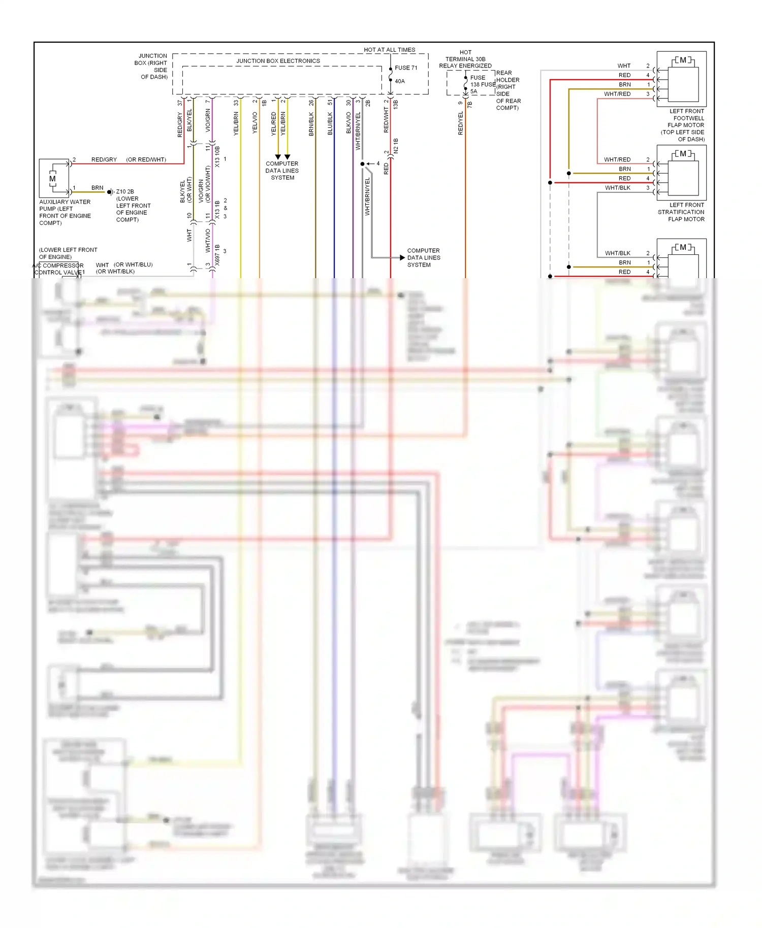Wiring diagram left front stratification flap motor for BMW M5 F10 facelift (2013-2016) (1 of 2)