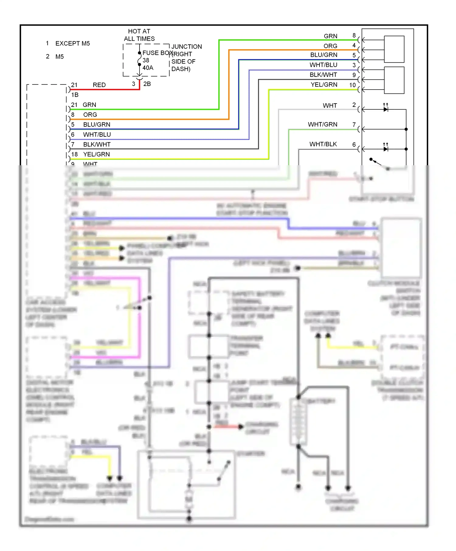 BMW M5 F10 facelift (2013-2016) (left kick panel) wiring diagram  (51 of 52)