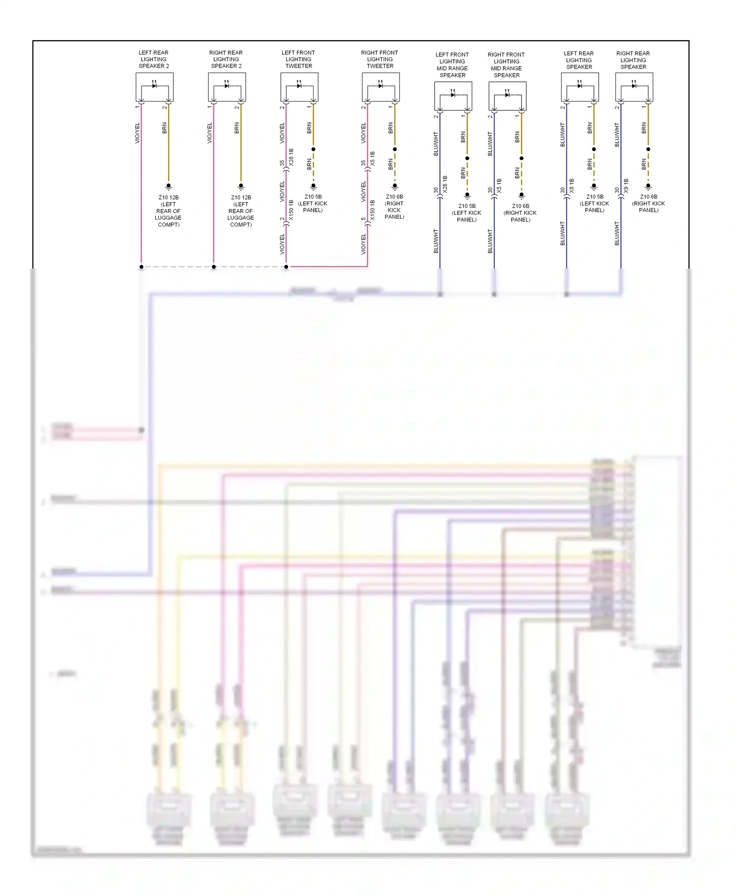 Wiring diagram left rear mid-range speaker for BMW M5 F10 facelift (2013-2016) (3 of 3)