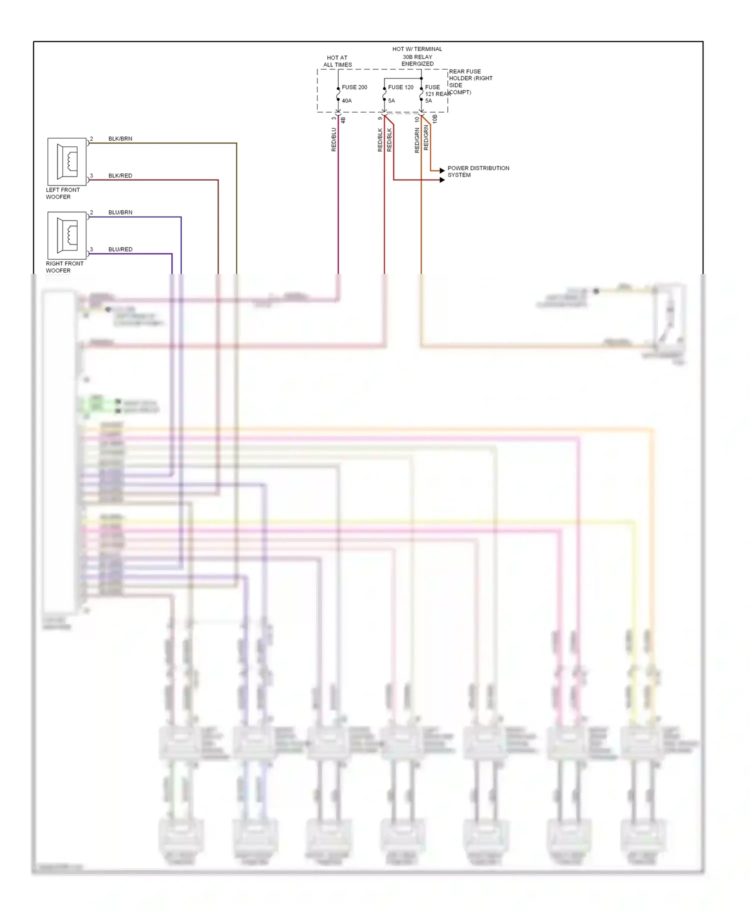 Wiring diagram left rear mid-range speaker for BMW M5 F10 facelift (2013-2016) (2 of 3)
