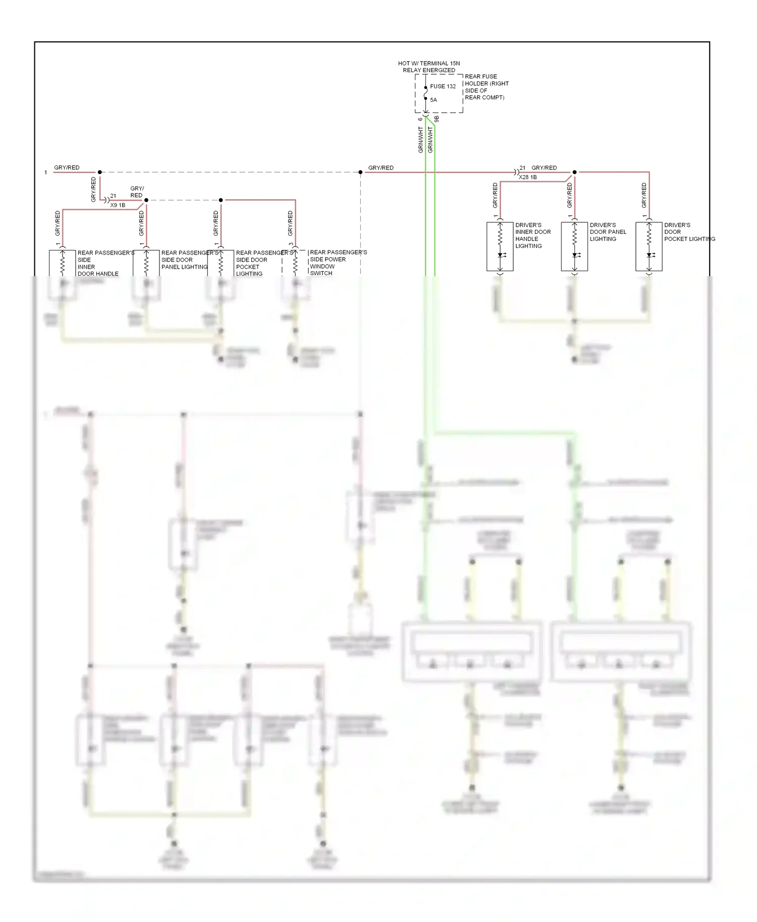 Wiring diagram rear driver's side power window switch for BMW M5 F10 facelift (2013-2016) (2 of 3)