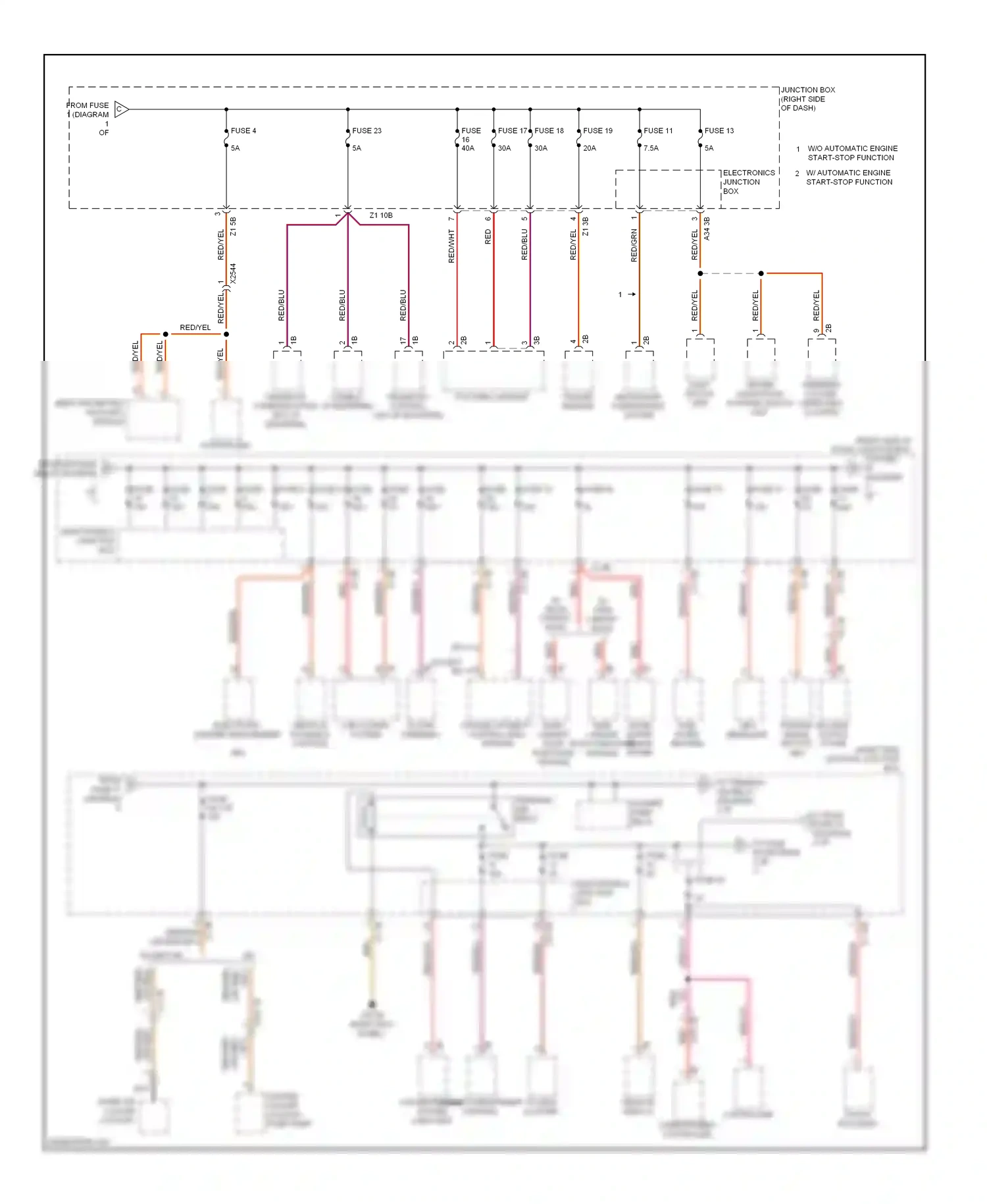 Wiring diagram w/ automatic engine start-stop function for BMW M5 F10 facelift (2013-2016) (2 of 4)