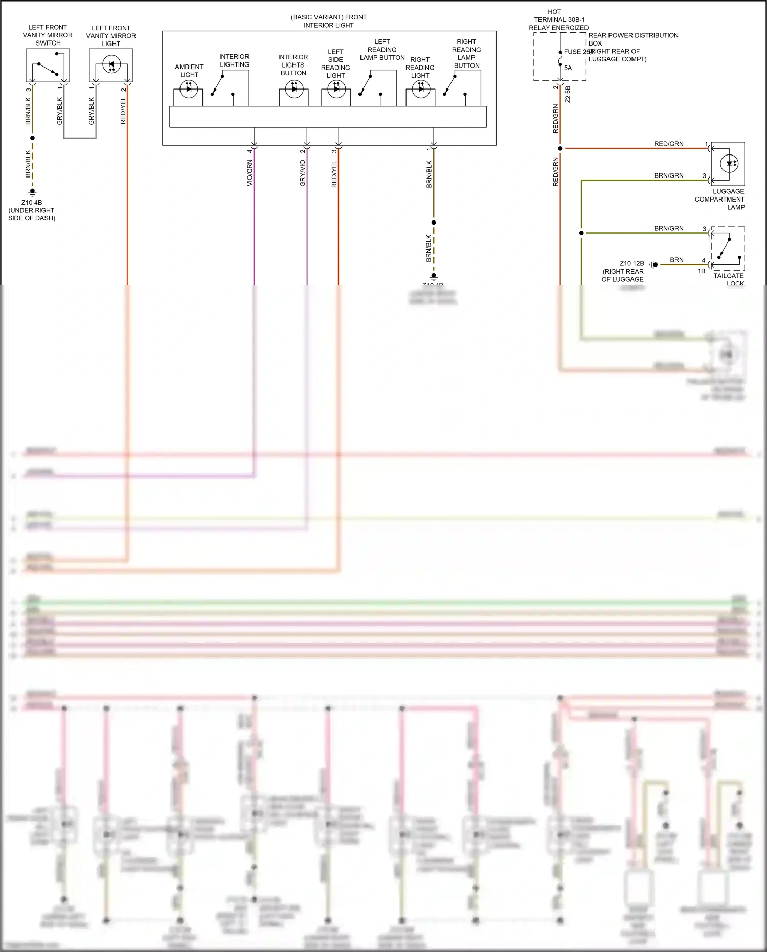 BMW M5 F90 facelift (2020-2024) (basic variant) front interior light wiring diagram  (1 of 1)