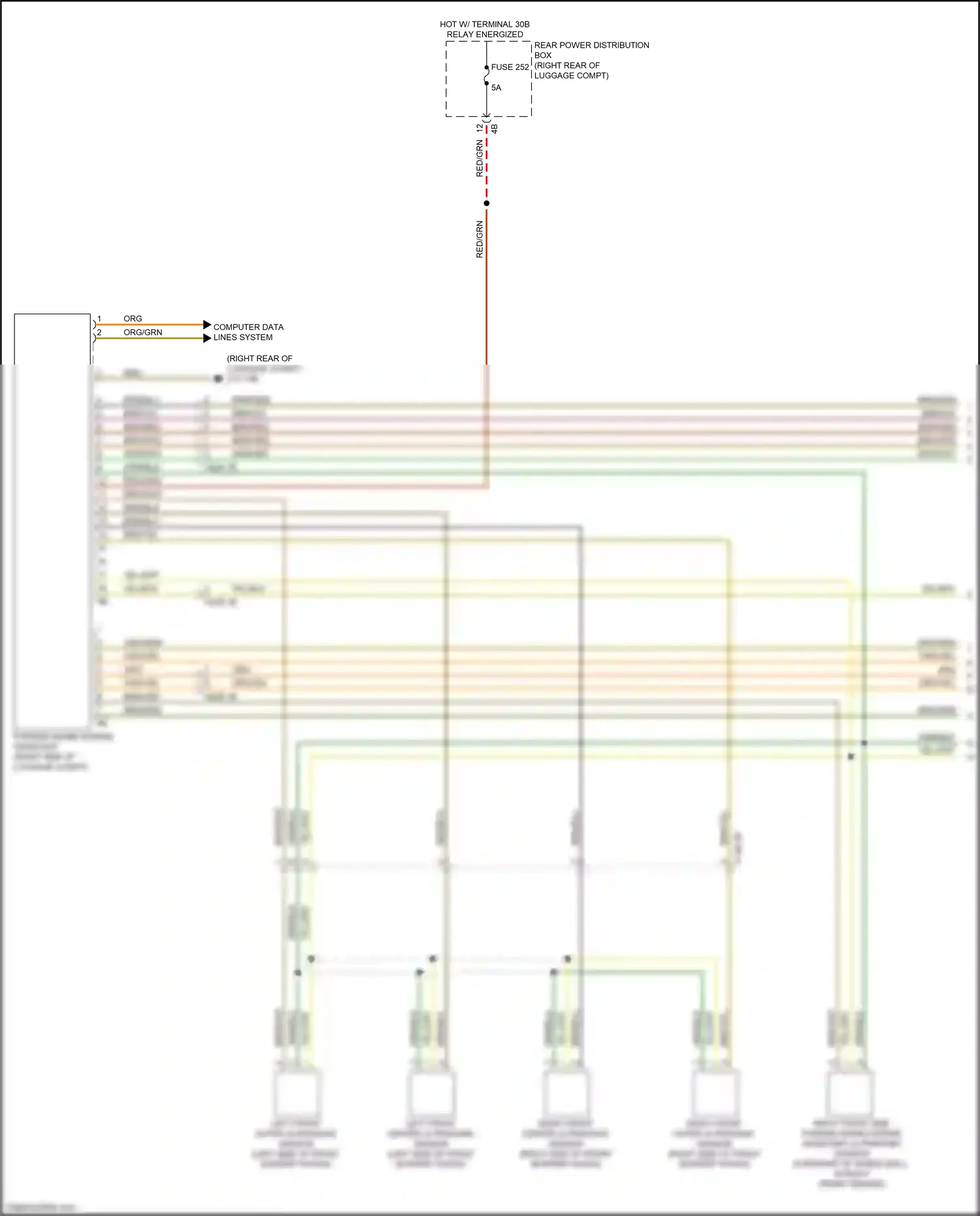 Wiring diagram left front outer ultrasonic sensor for BMW M5 F90 facelift (2020-2024) (2 of 2)