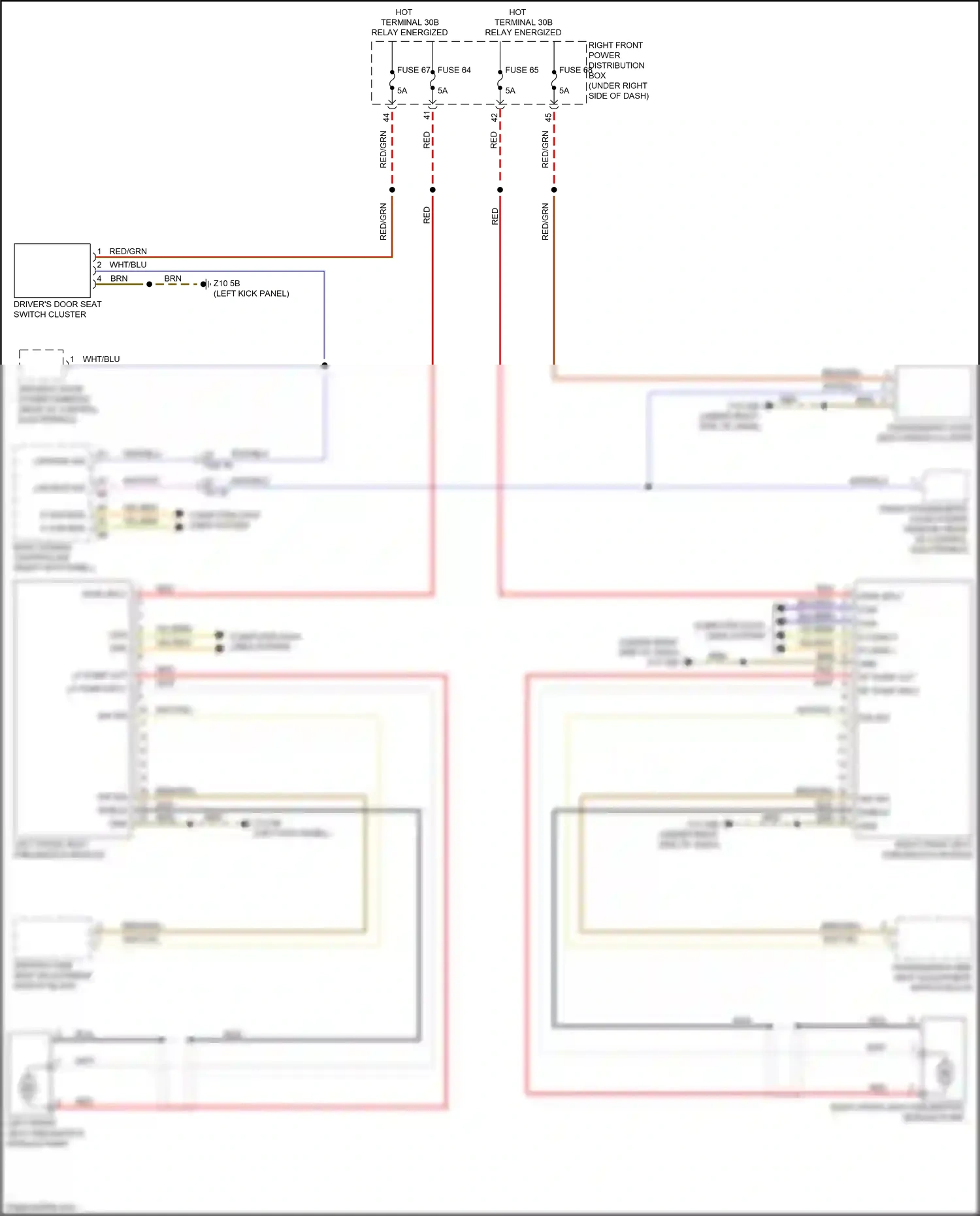 Wiring diagram left front seat pneumatics module for BMW M5 F90 facelift (2020-2024) (3 of 4)