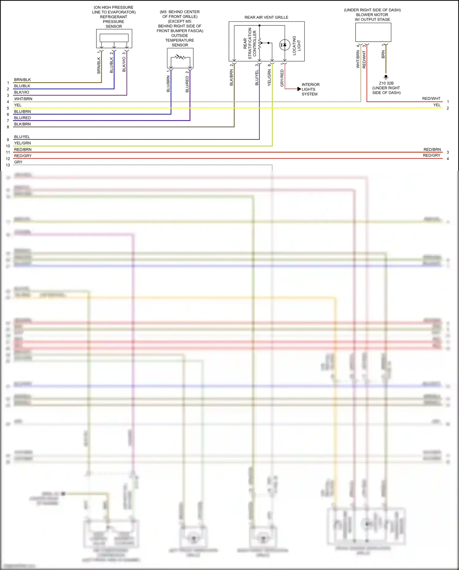 Wiring diagram left front ventilation grille for BMW M5 F90 facelift (2020-2024) (1 of 3)