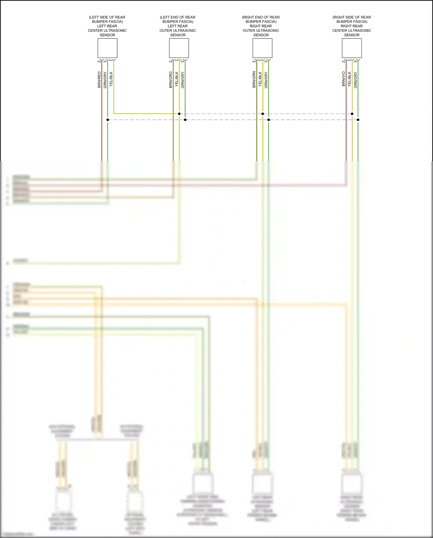 Wiring diagram left rear outer ultrasonic sensor for BMW M5 F90 facelift (2020-2024) (2 of 2)