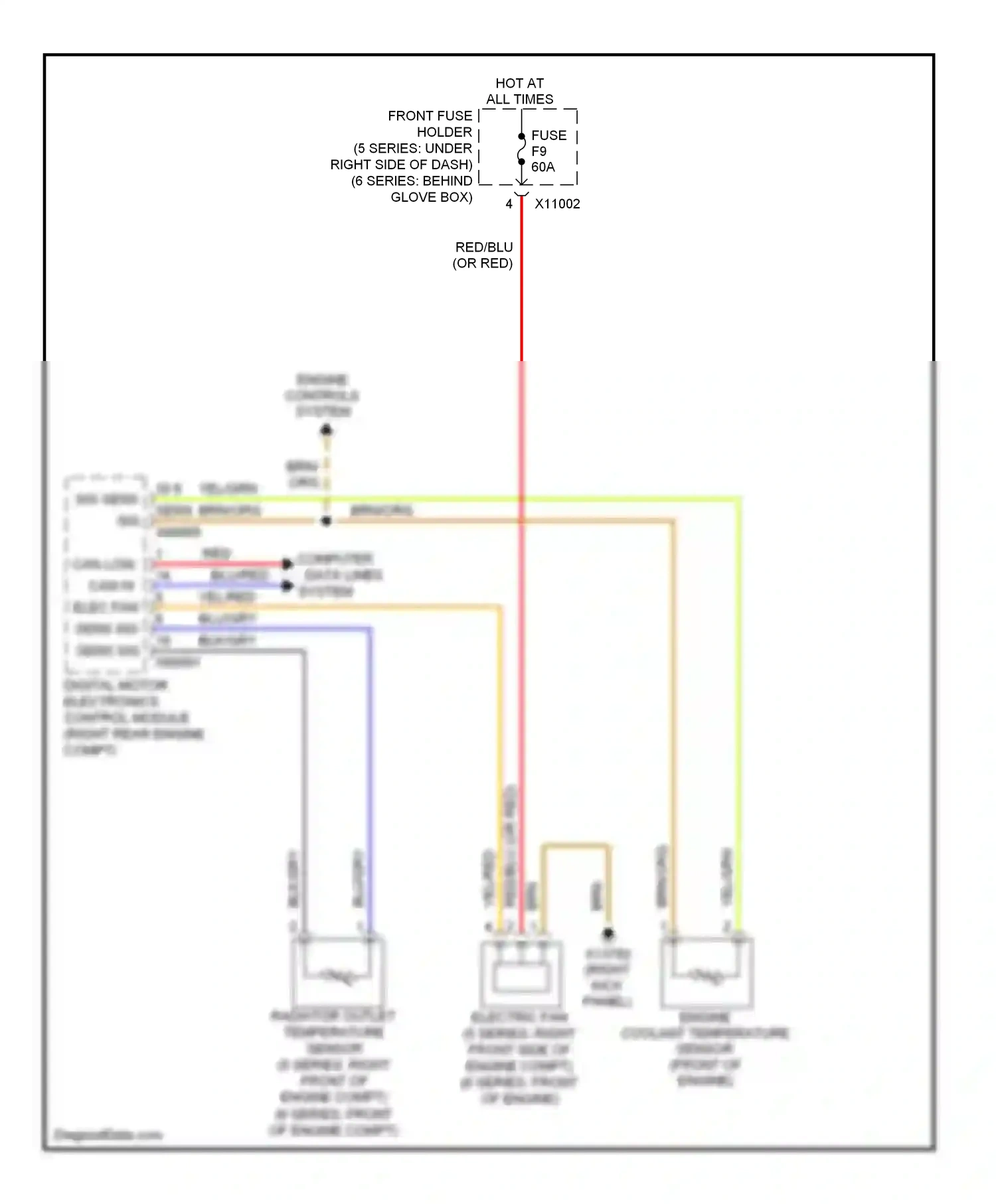 BMW M6 E63/E64 (2005-2010) digital motor electronics control module (right rear engine compt) wiring diagram  (3 of 5)