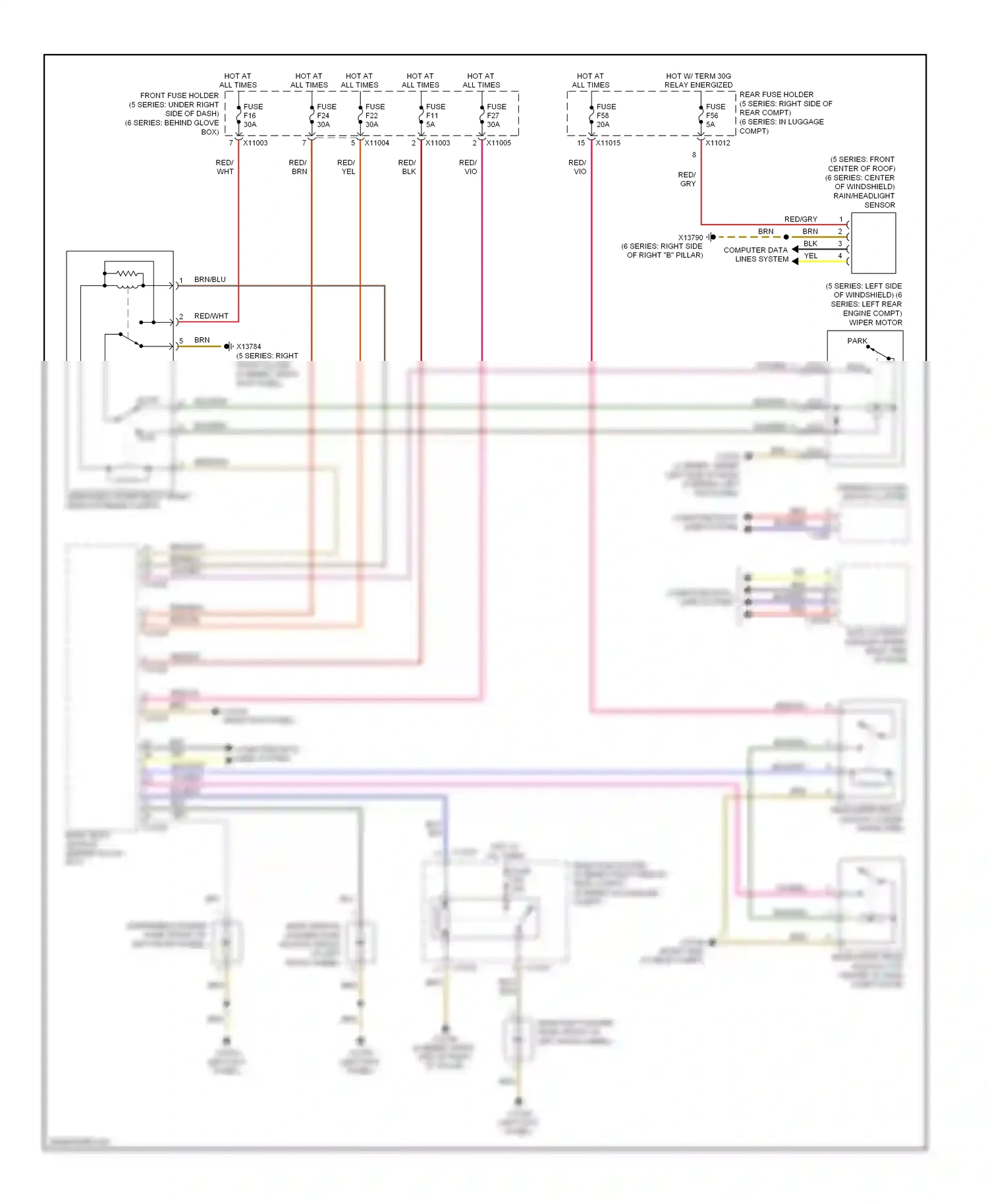 BMW M6 E63/E64 (2005-2010) (left kick panel) wiring diagram  (23 of 23)