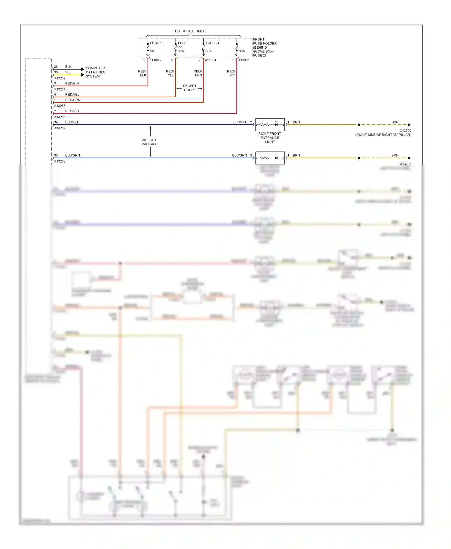 BMW M6 E63/E64 (2005-2010) (right kick panel) wiring diagram  (12 of 26)