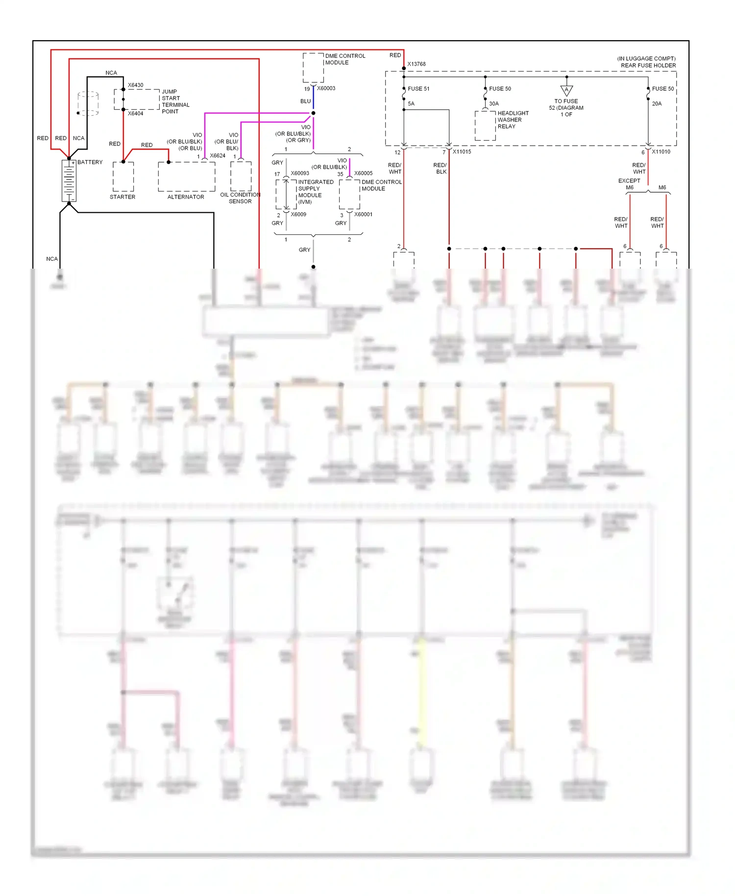 BMW M6 E63/E64 (2005-2010) starter wiring diagram  (2 of 3)