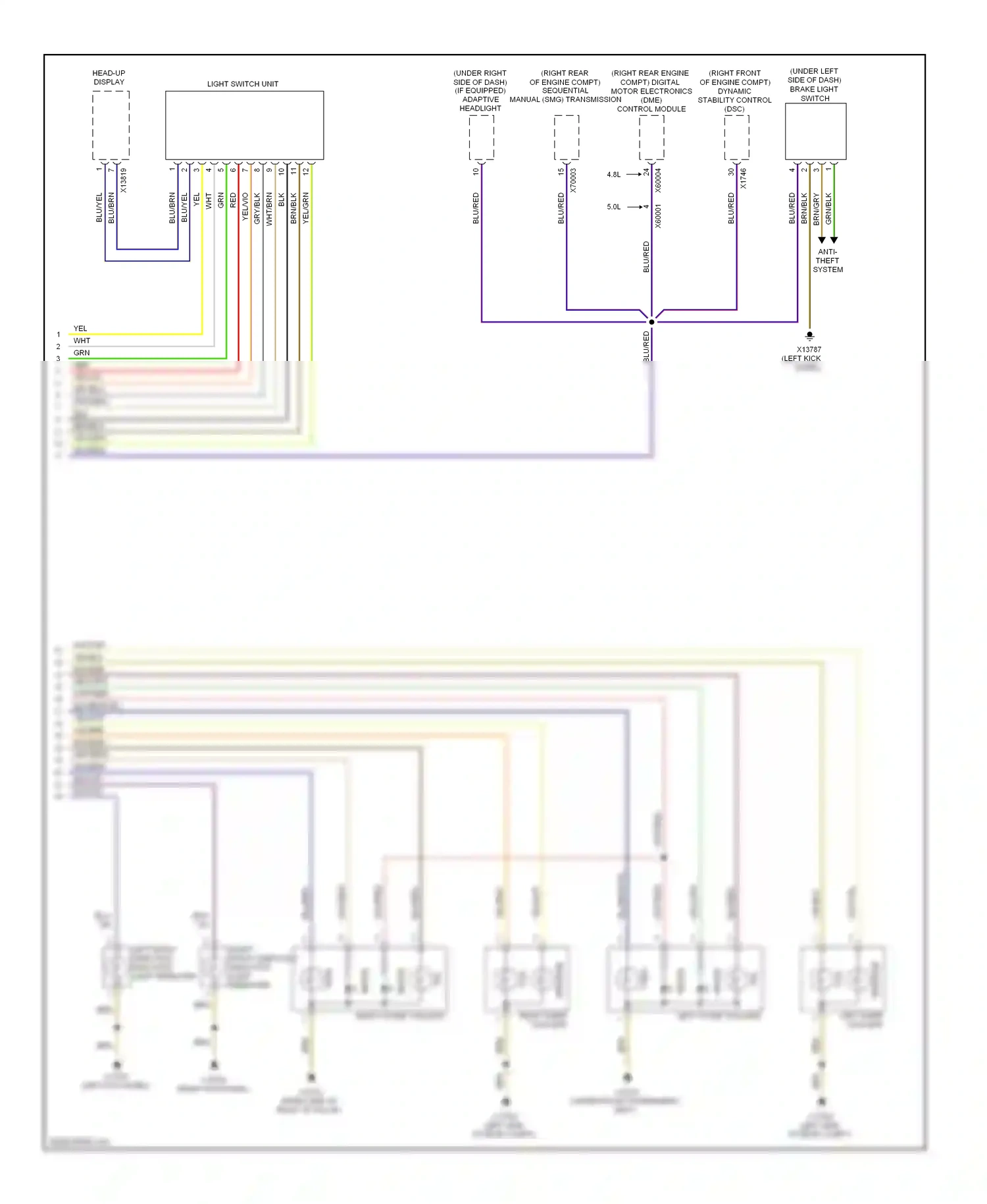 BMW M6 E63/E64 (2005-2010) tail wiring diagram  (1 of 1)
