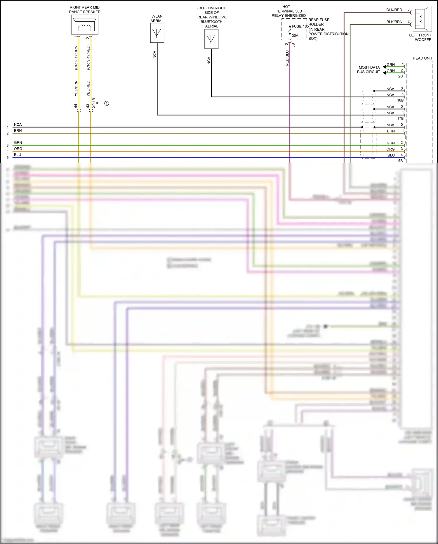 Wiring diagram left front mid-range speaker for BMW M6 F06/F13/F12 facelift (2015-2018) (2 of 7)