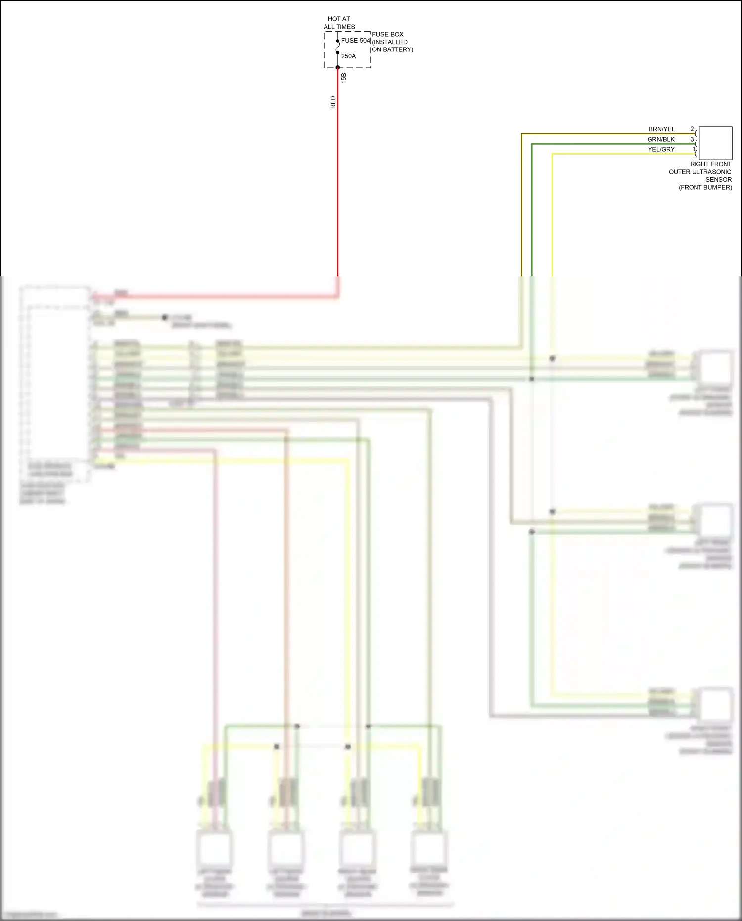 Wiring diagram left front outer ultrasonic sensor for BMW M6 F06/F13/F12 facelift (2015-2018) (1 of 2)