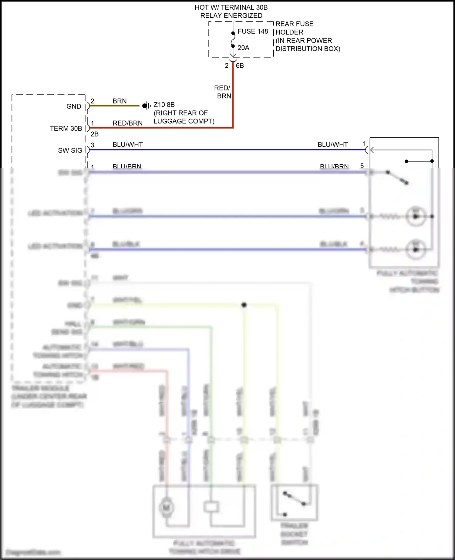 Wiring diagram trailer socket switch for BMW M6 F06/F13/F12 facelift (2015-2018) (1 of 1)