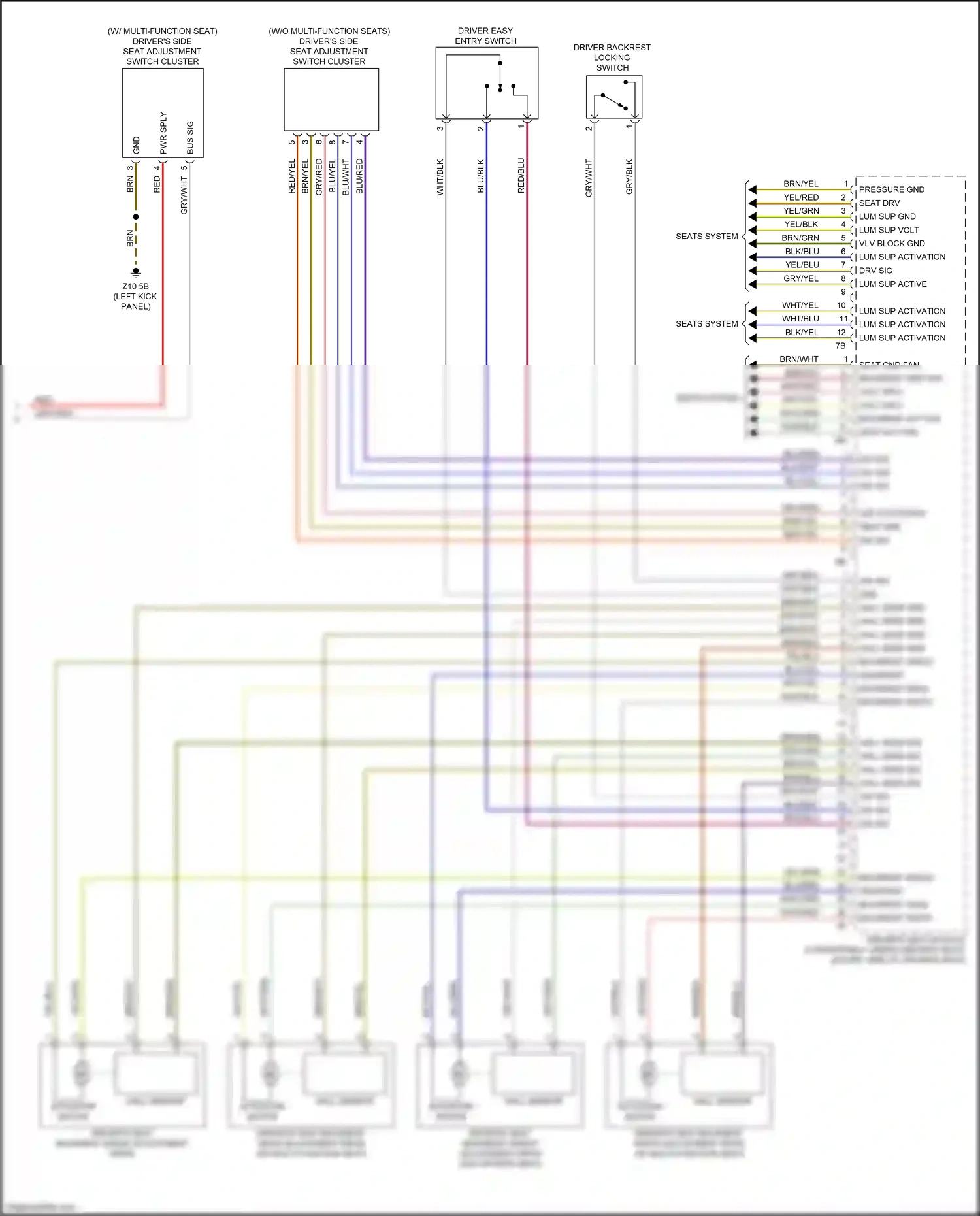 Wiring diagram w/ multi- function seat for BMW M6 F06/F13/F12 facelift (2015-2018) (2 of 6)