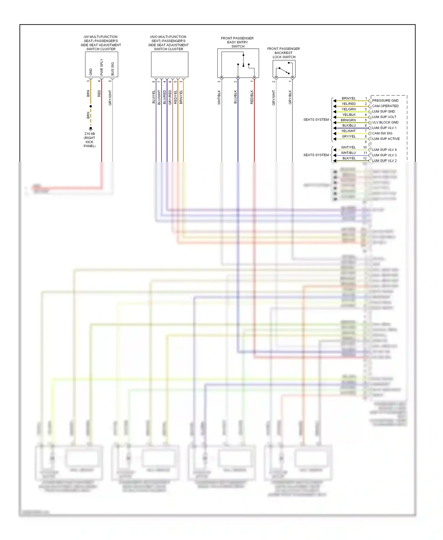 BMW M6 F06/F13/F12 (2012-2015) front passenger backrest lock switch wiring diagram  (1 of 1)