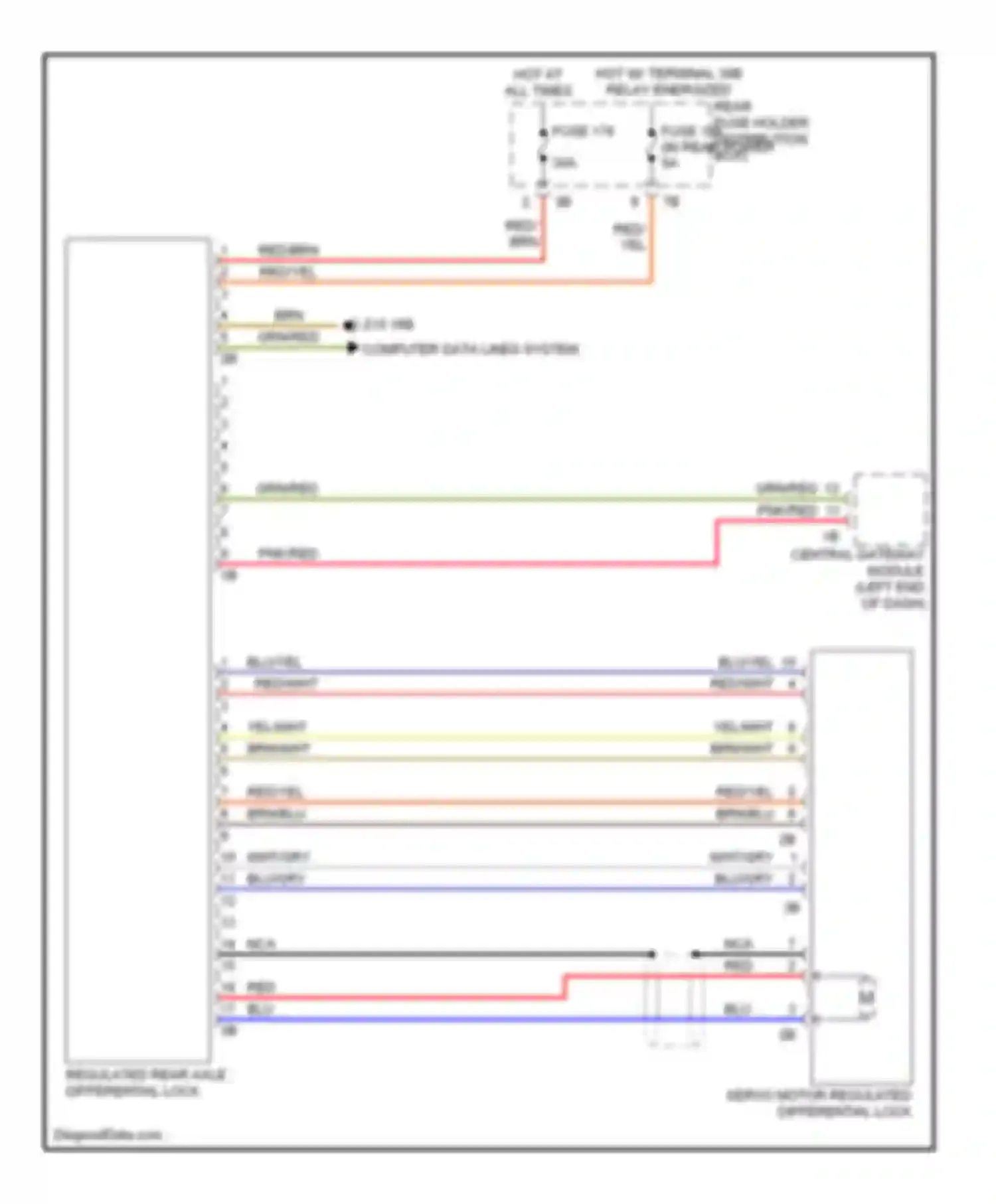 Wiring diagram regulated rear axle differential lock for BMW M6 F06/F13/F12 (2012-2015)