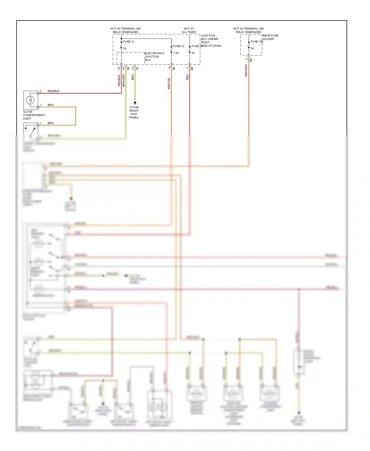 BMW M6 F06/F13/F12 (2012-2015) left reading light wiring diagram  (1 of 2)