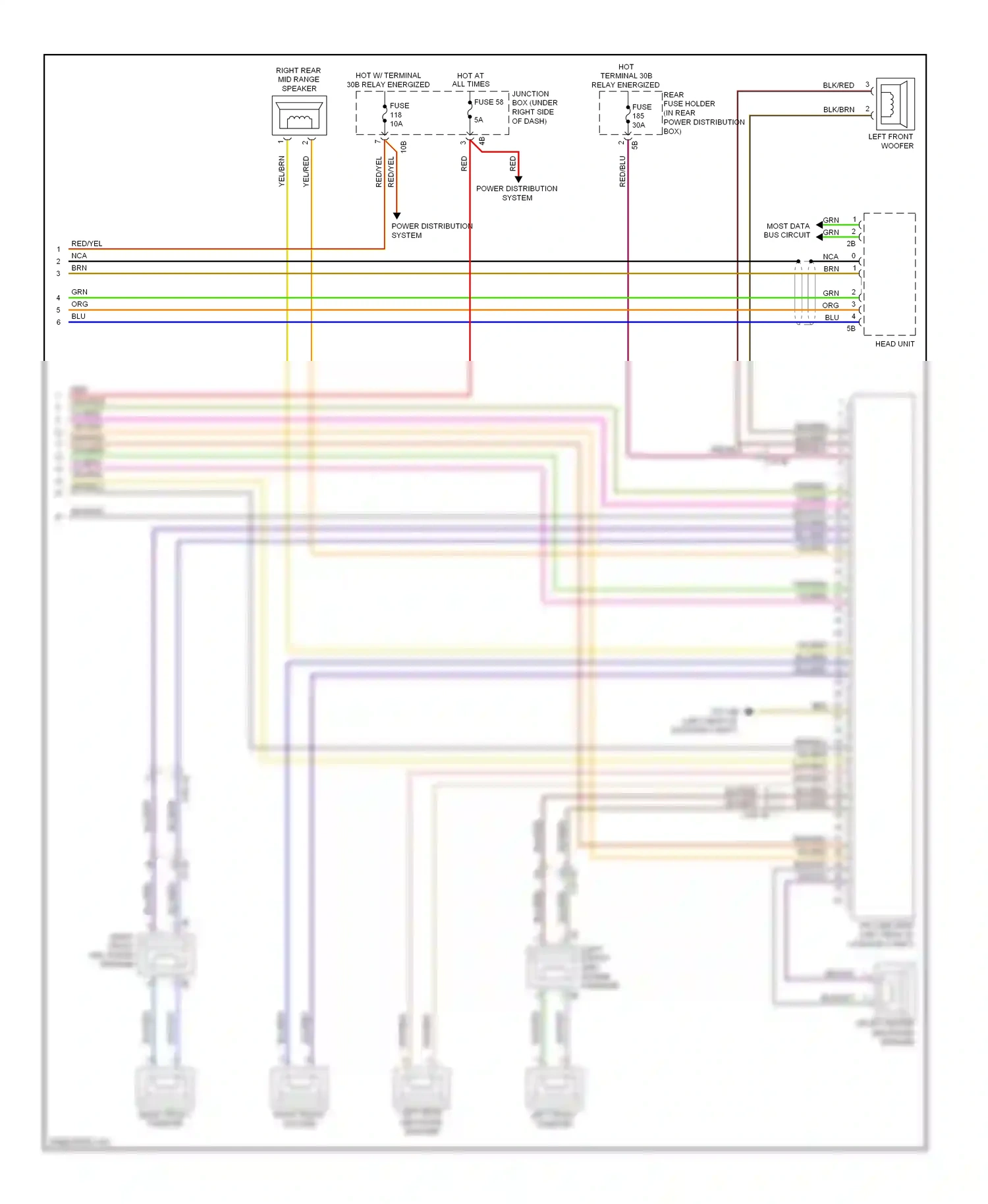 BMW M6 F06/F13/F12 (2012-2015) right front mid-range speaker wiring diagram  (2 of 5)
