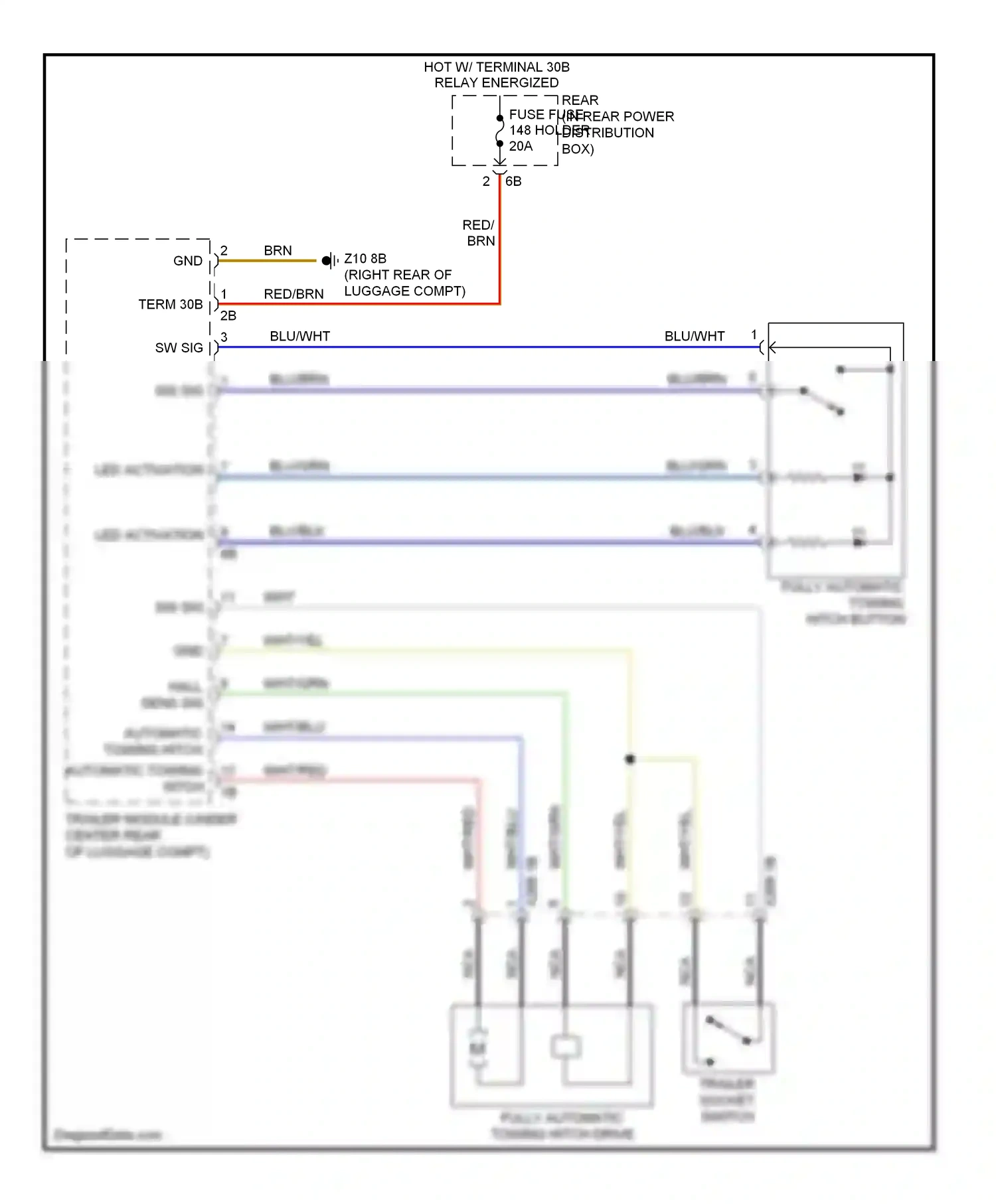 BMW M6 F06/F13/F12 (2012-2015) trailer socket switch wiring diagram  (2 of 2)