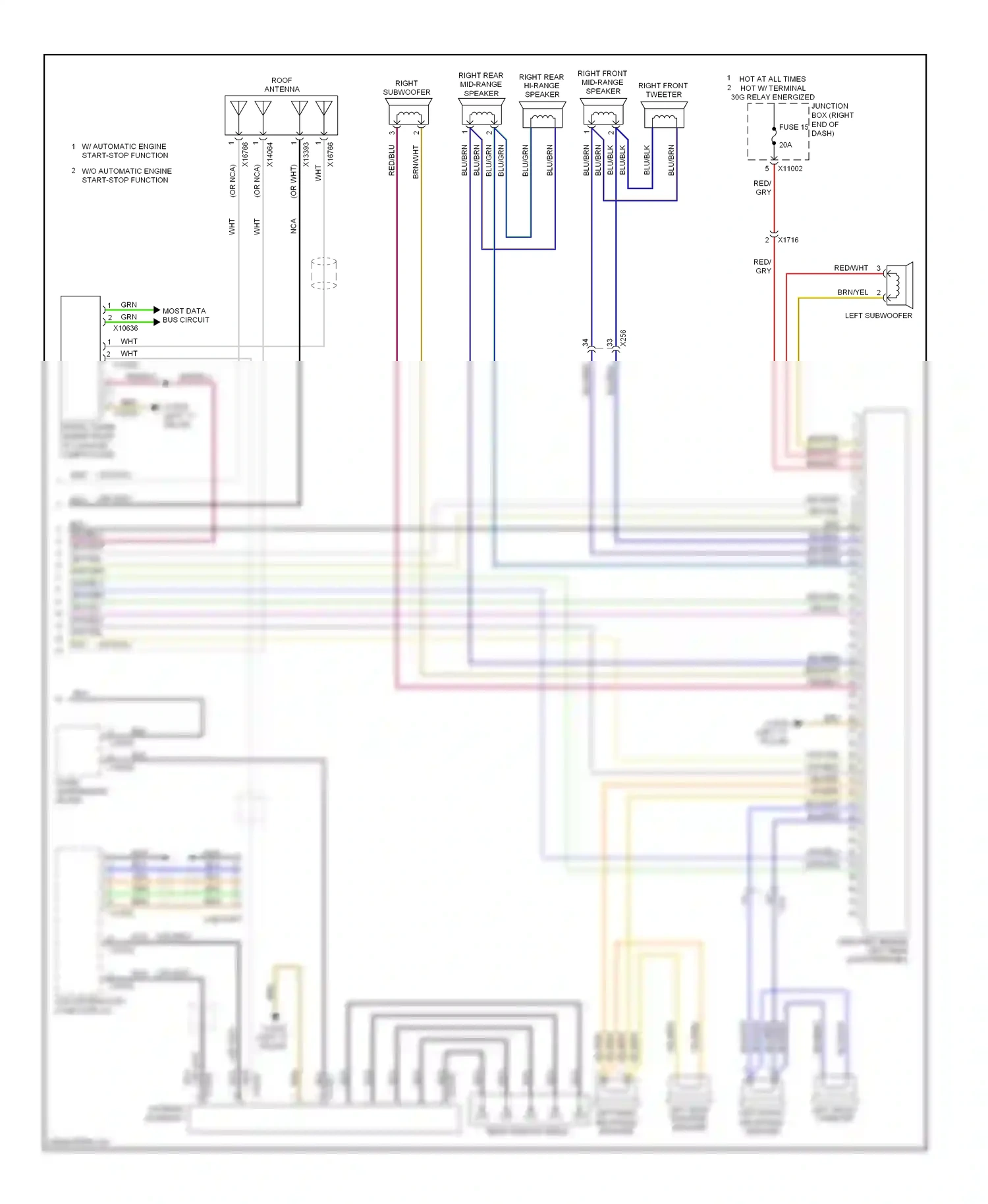 BMW X1 E84 facelift (2012-2015) left front mid-range speaker wiring diagram  (3 of 7)
