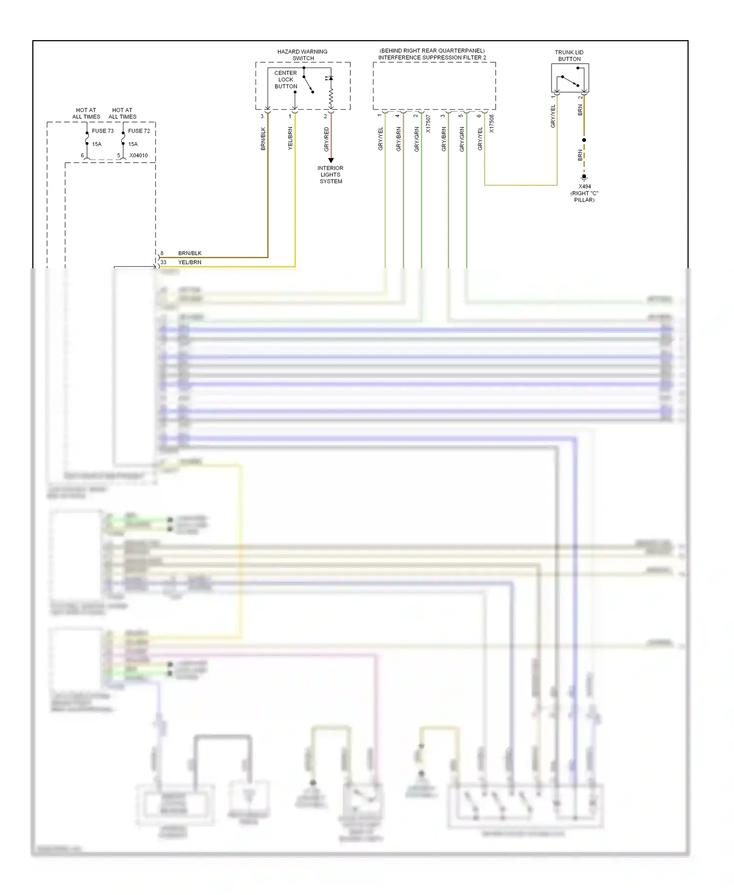 BMW X1 E84 facelift (2012-2015) trunk lid button wiring diagram  (1 of 4)