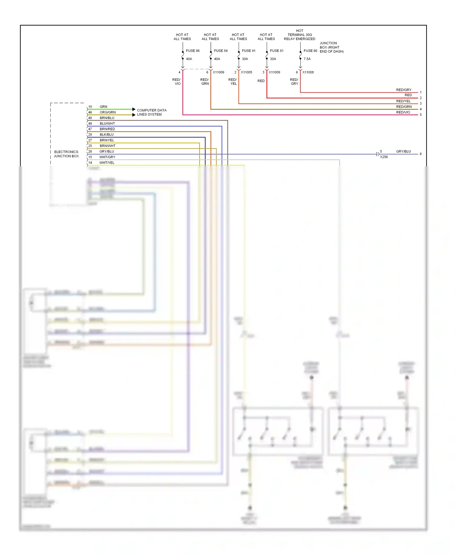 BMW X1 E84 facelift (2012-2015) window switch wiring diagram  (1 of 1)