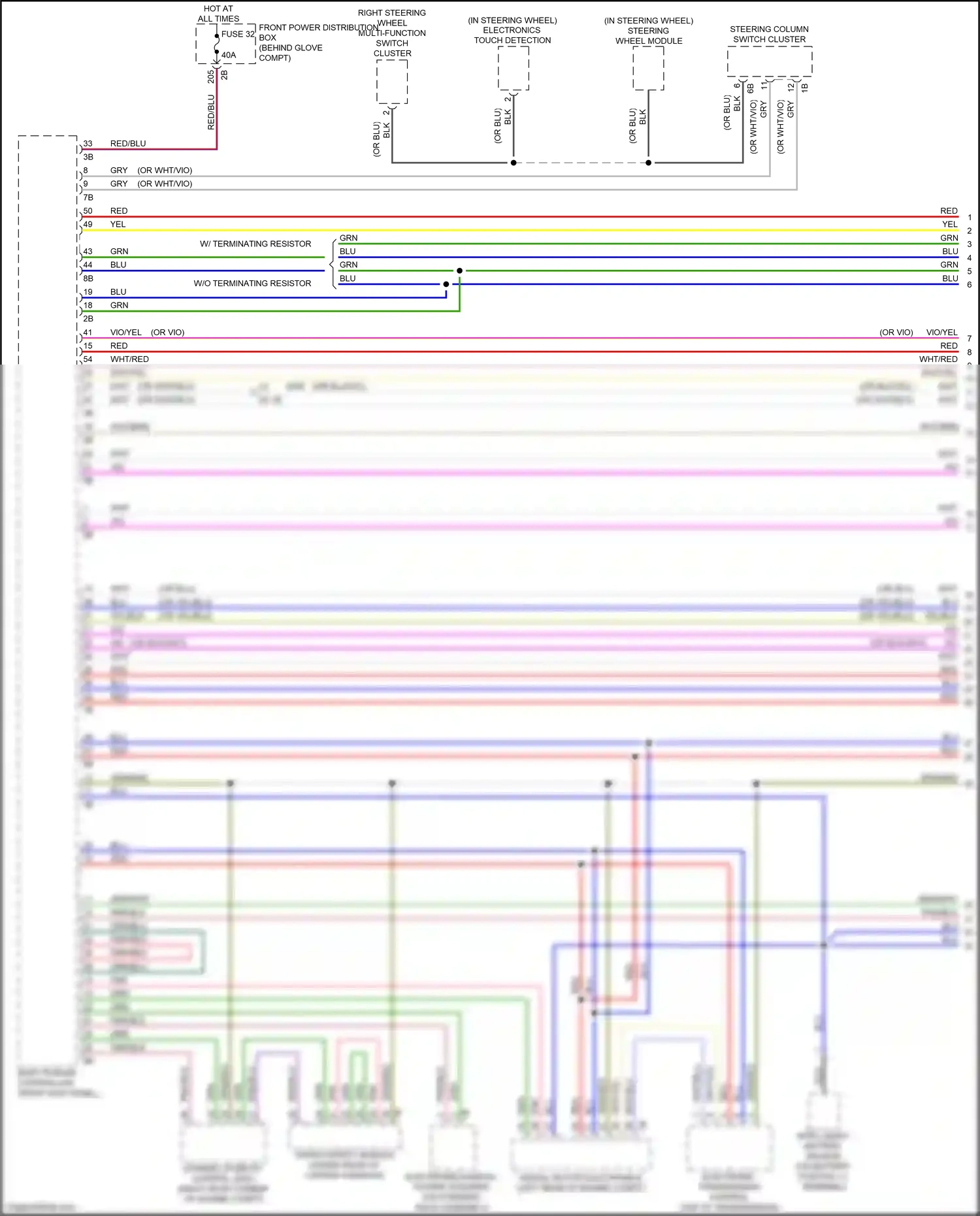 BMW X1 F48 facelift (2019-2023) right steering wheel multi-function switch cluster wiring diagram  (2 of 2)