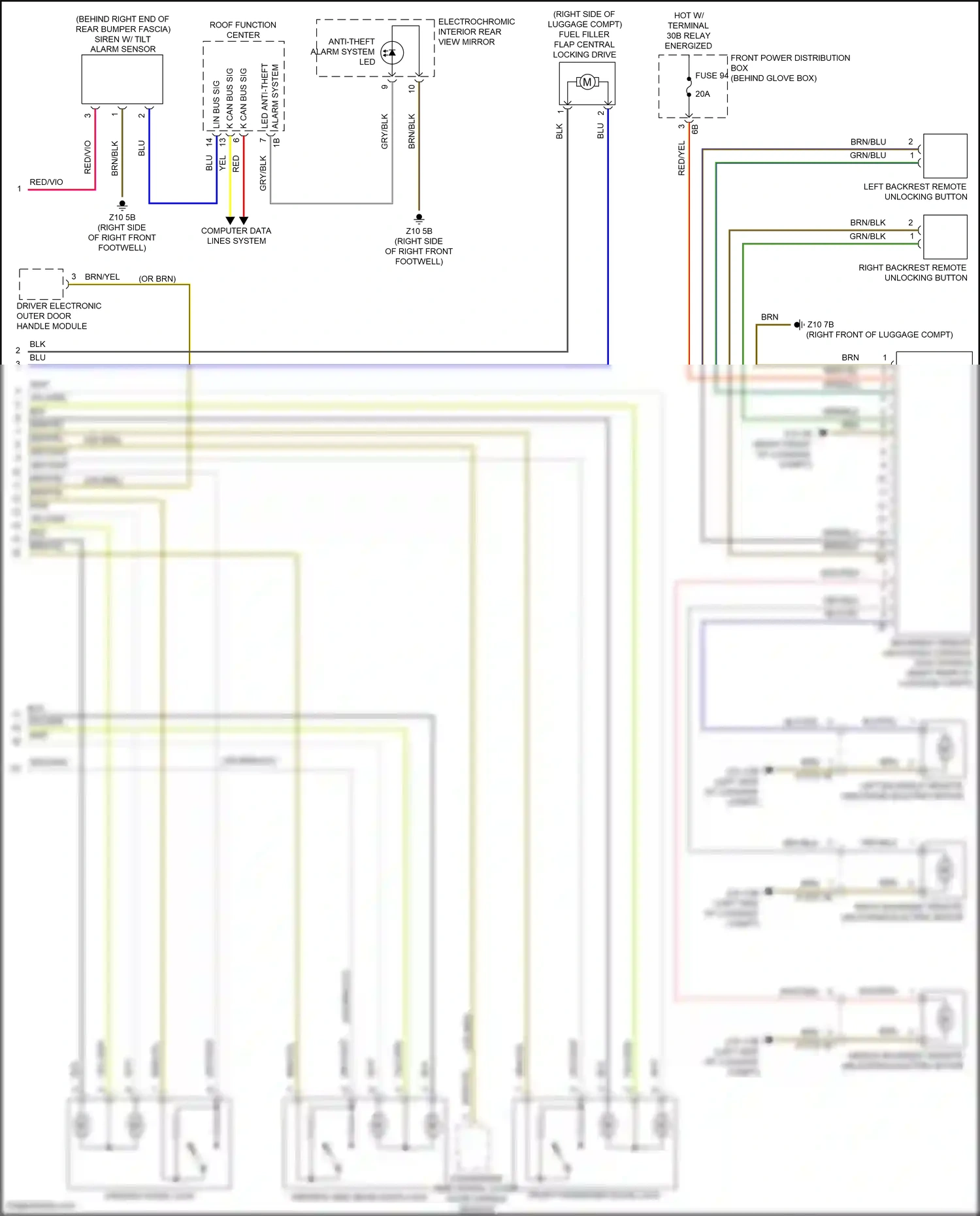 BMW X1 F48 (2015-2019) left backrest remote unlocking button wiring diagram  (1 of 2)