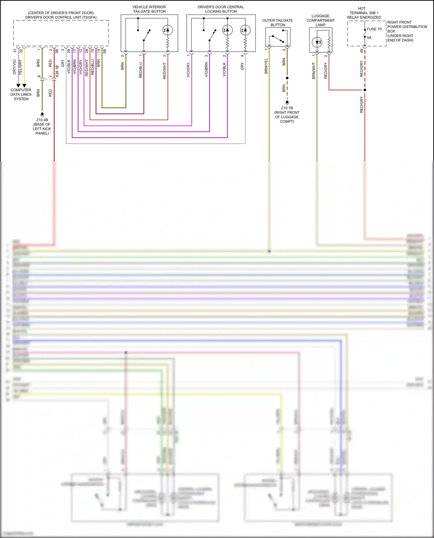 BMW X1 U11/U12 (2022-2024) outer tailgate button wiring diagram  (1 of 4)