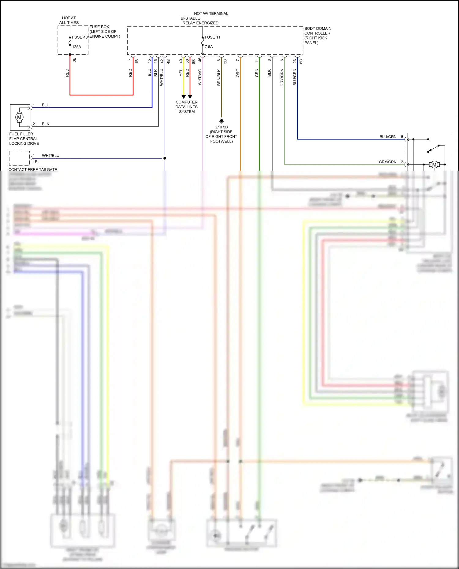 BMW X2 F39 (2017-2023) outer tailgate button wiring diagram  (2 of 2)