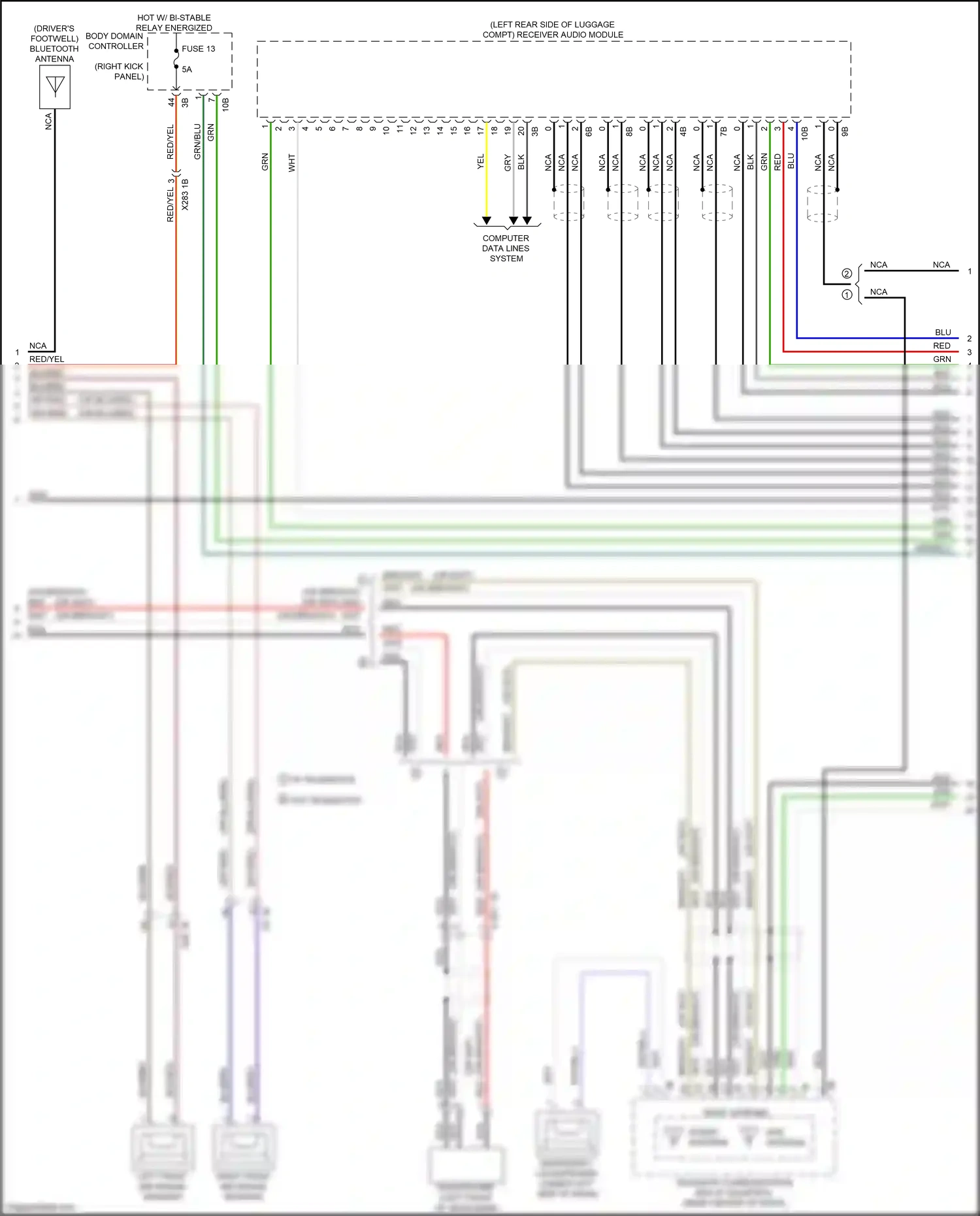Wiring diagram left front mid-range speaker for BMW X3 M F97 facelift (2021-2024) (3 of 15)