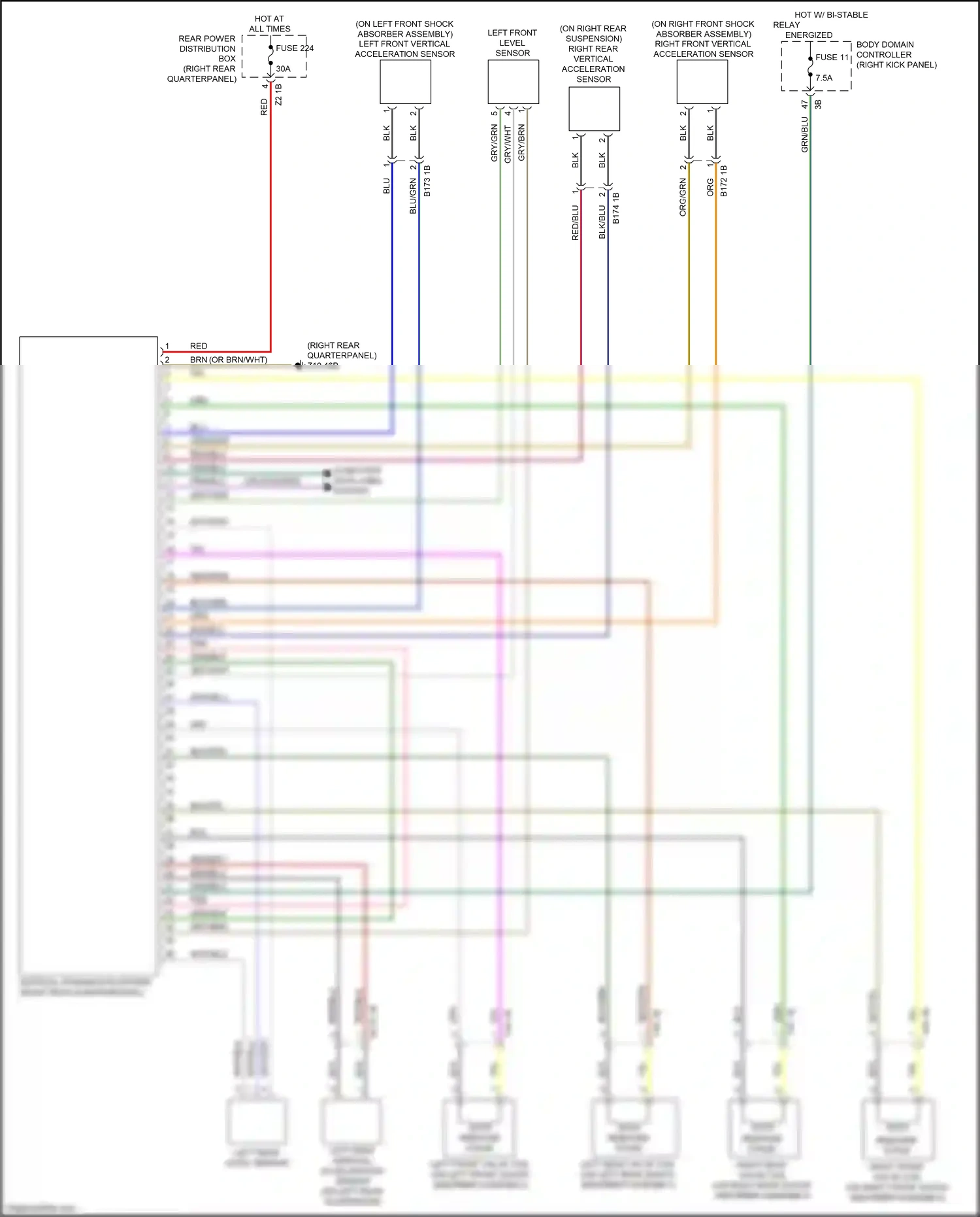 Wiring diagram left rear level sensor for BMW X3 M F97 facelift (2021-2024) (2 of 2)