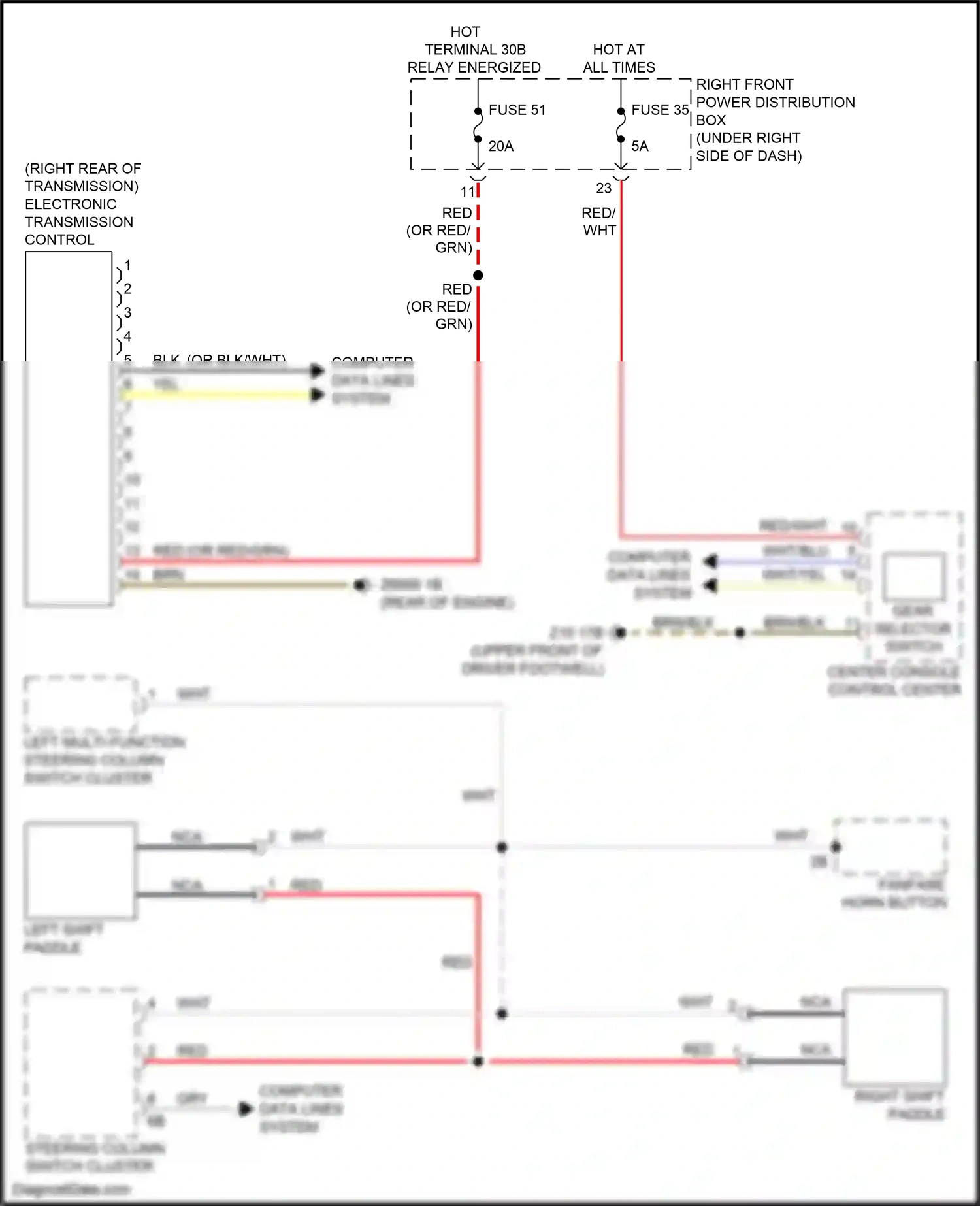 Wiring diagram right shift paddle for BMW X3 M F97 facelift (2021-2024) (1 of 2)