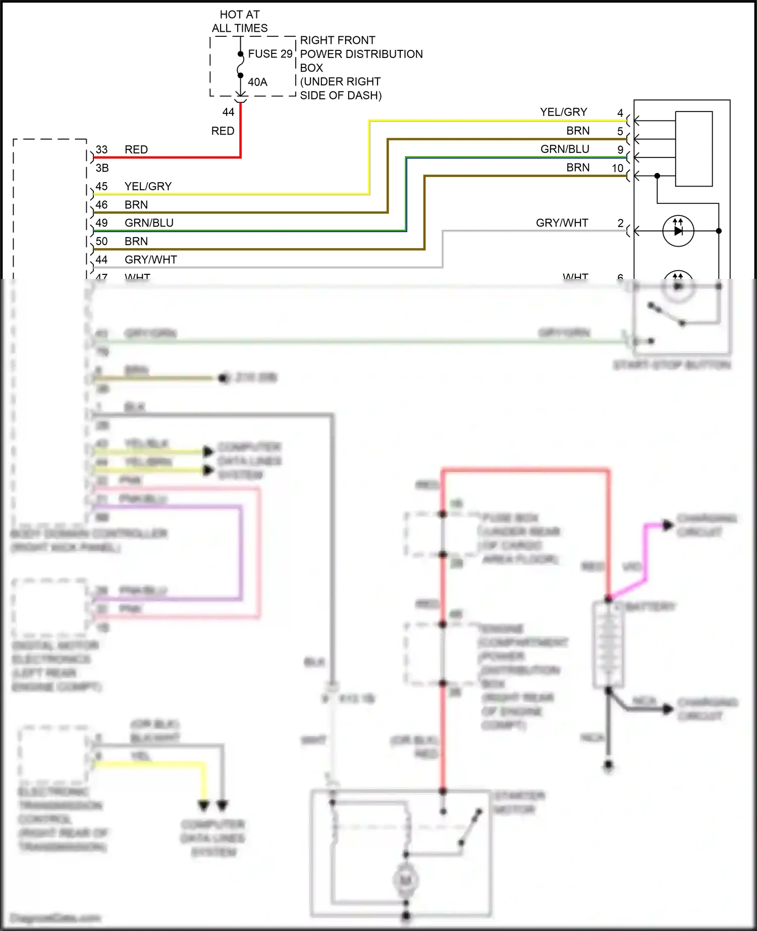 Wiring diagram start-stop button for BMW X3 M F97 facelift (2021-2024) (3 of 3)
