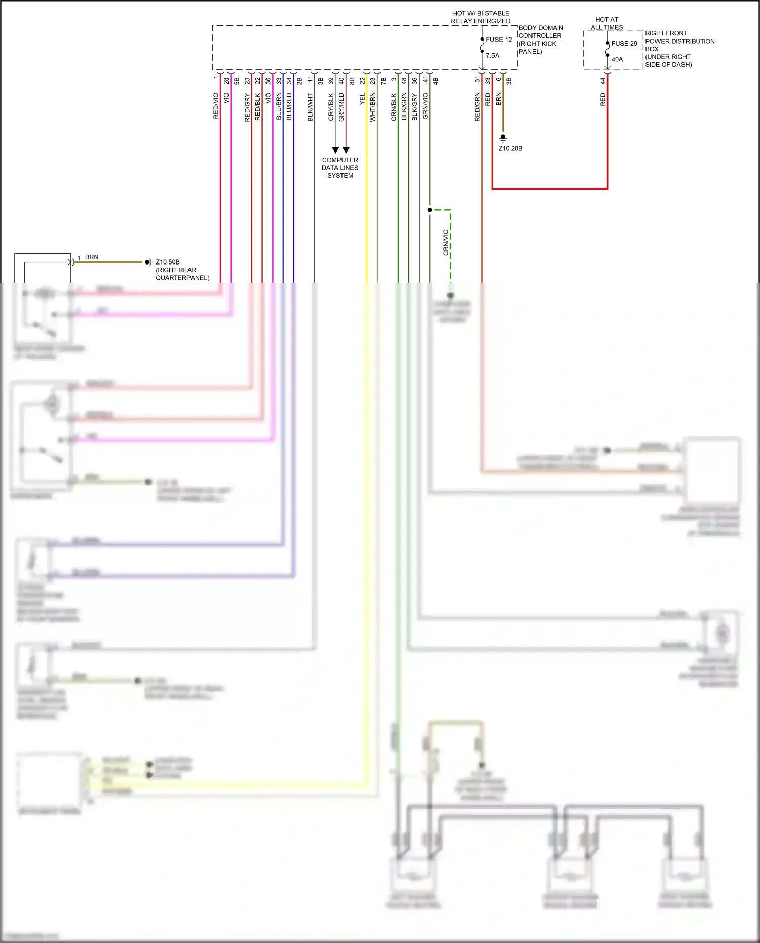 Wiring diagram washer fluid level sensor for BMW X3 M F97 facelift (2021-2024) (2 of 2)