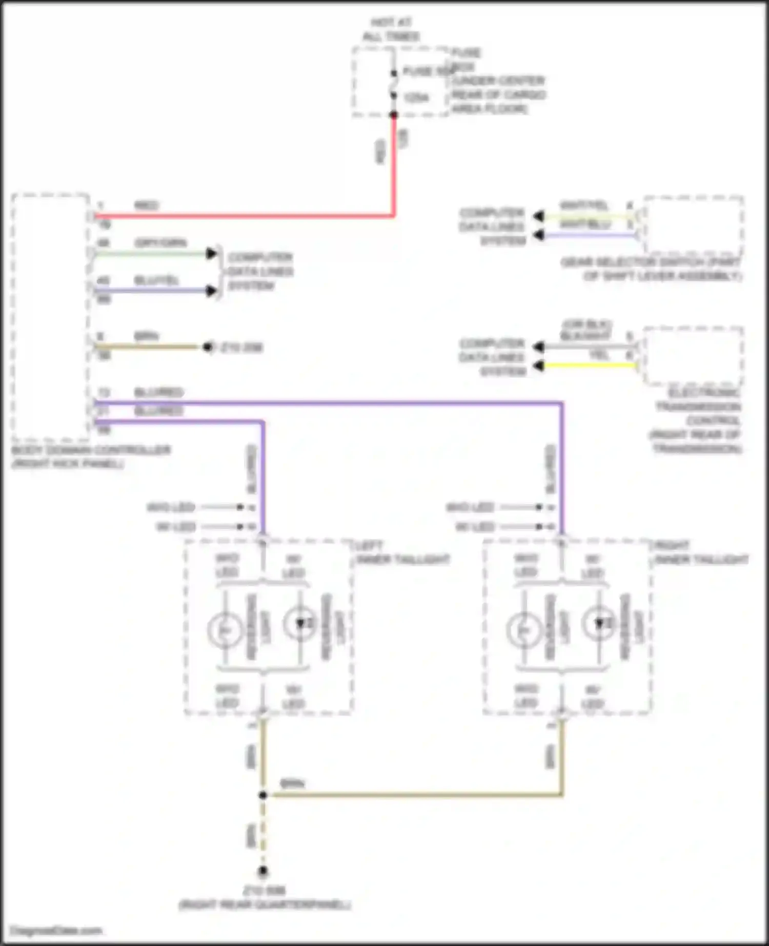X3 M BMW F97 (2019-2021): Backup lamps circuit