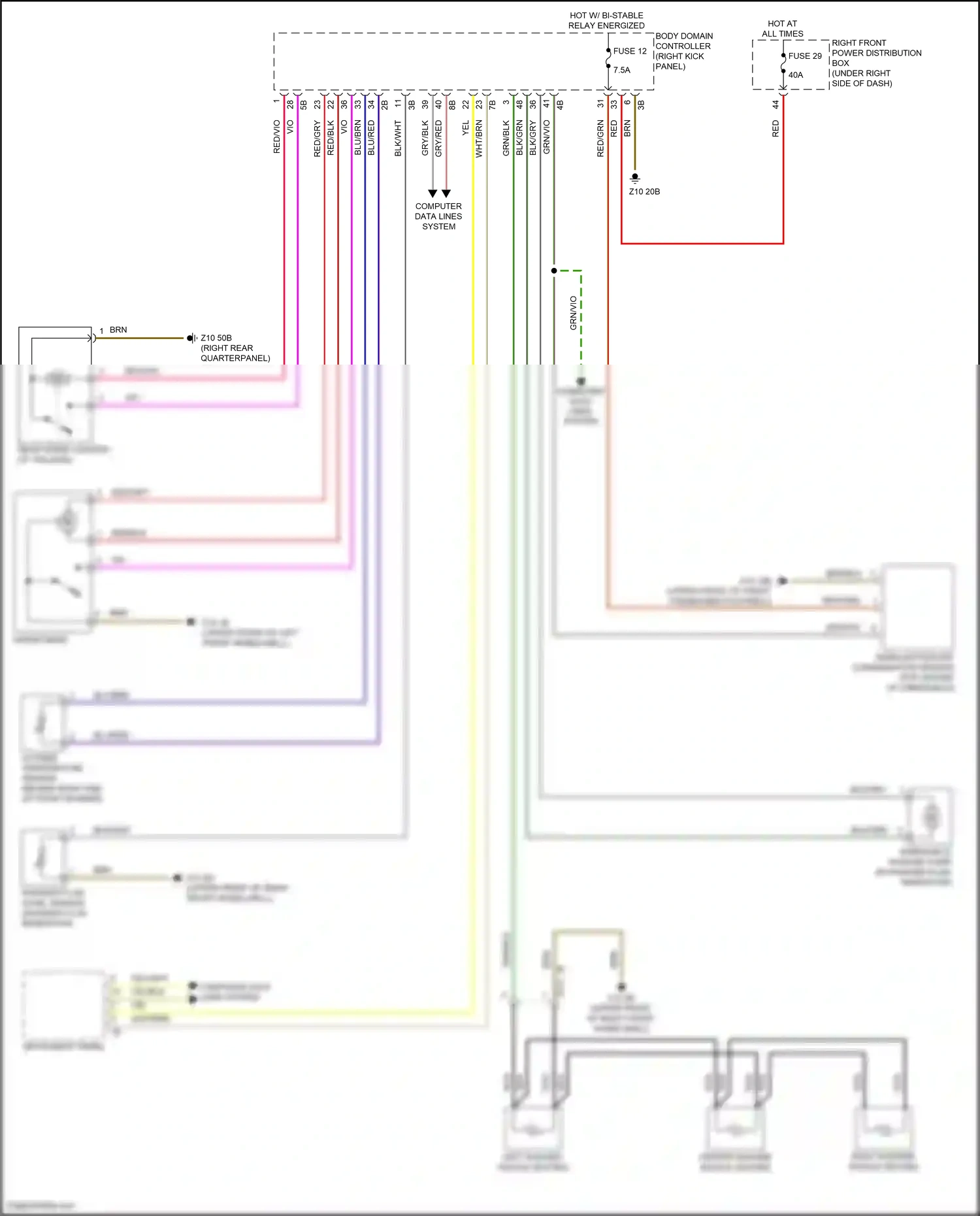 Wiring diagram rain/light/solar condensation sensor for BMW X3 M F97 (2019-2021) (2 of 2)
