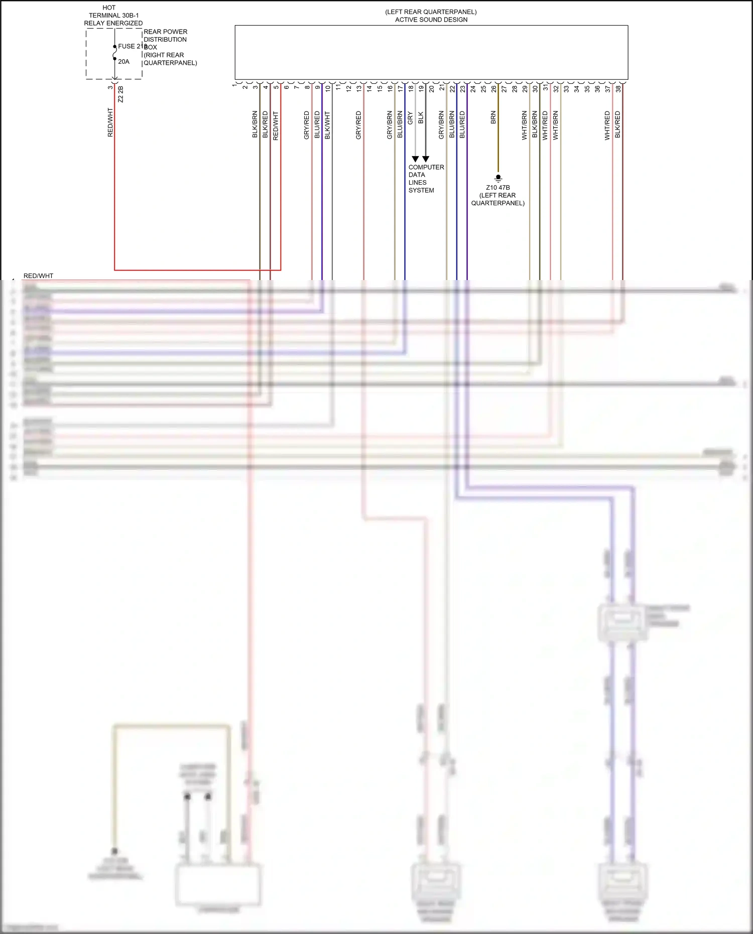 Wiring diagram right rear mid-range speaker for BMW X3 M F97 (2019-2021) (1 of 15)