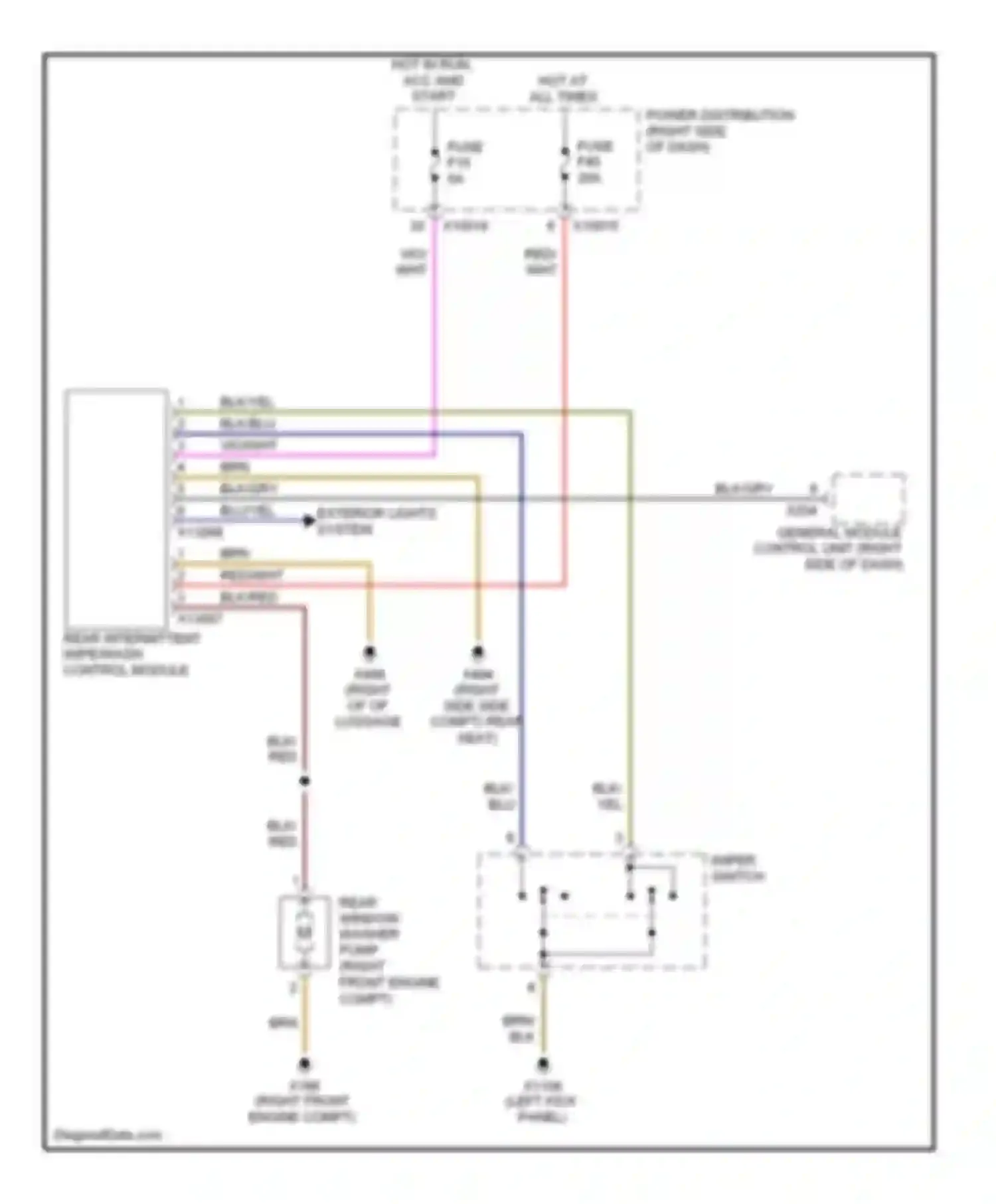 X3 BMW E83 facelift (2006-2010): Rear wiper/washer circuit