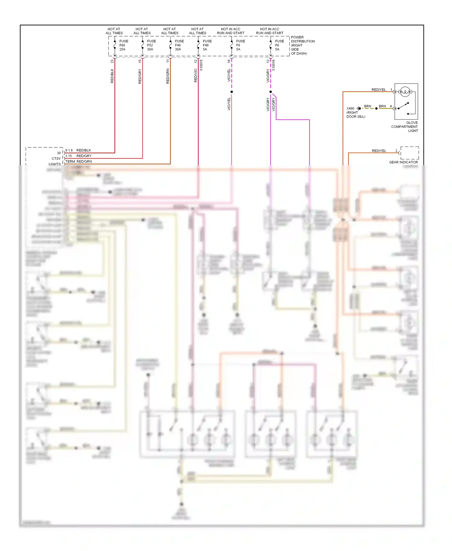 Wiring diagram left "d" pillar interior light for BMW X3 E83 facelift (2006-2010) (1 of 1)