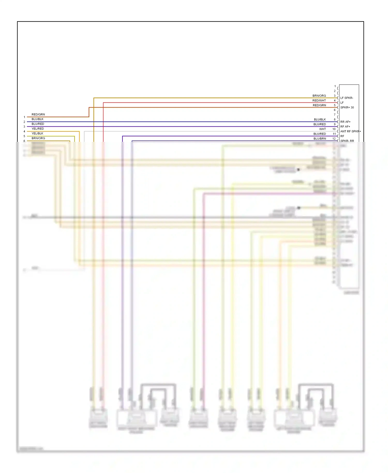Wiring diagram left front mid-range speaker for BMW X3 E83 facelift (2006-2010) (1 of 2)