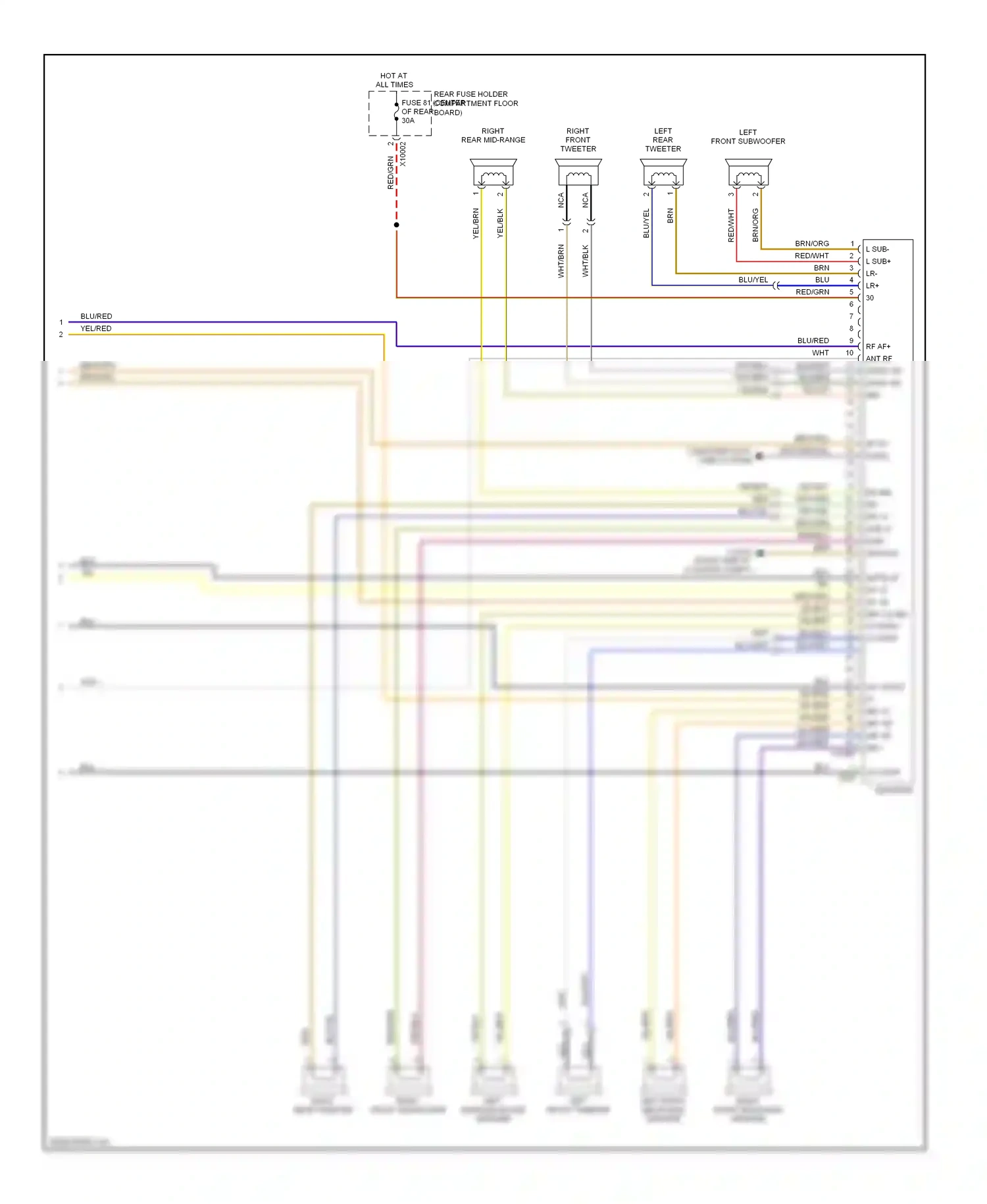 Wiring diagram right front mid-range speaker for BMW X3 E83 facelift (2006-2010) (2 of 2)