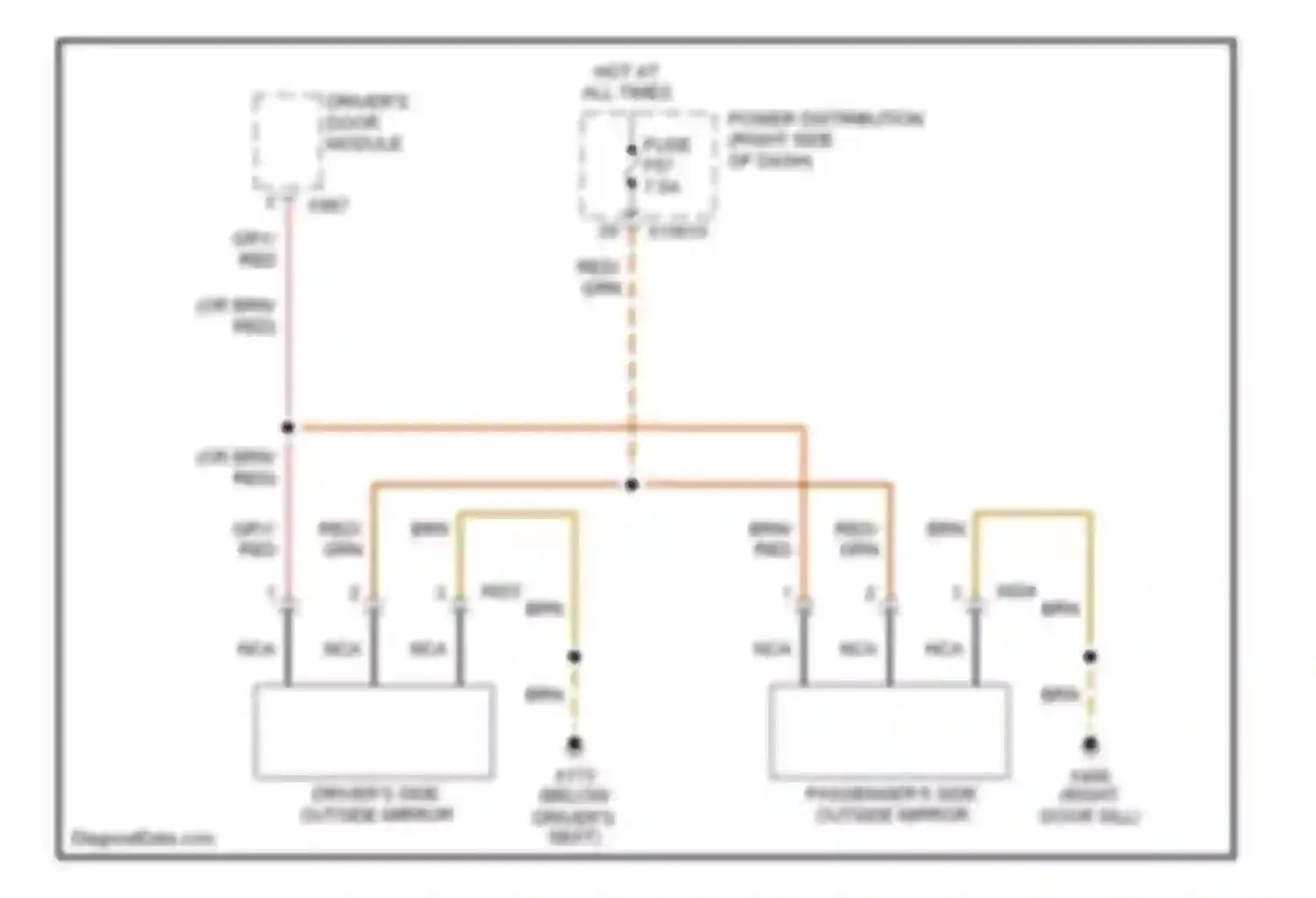 X3 BMW E83 (2003-2006): Power mirrors circuit, with fold-back mirrors