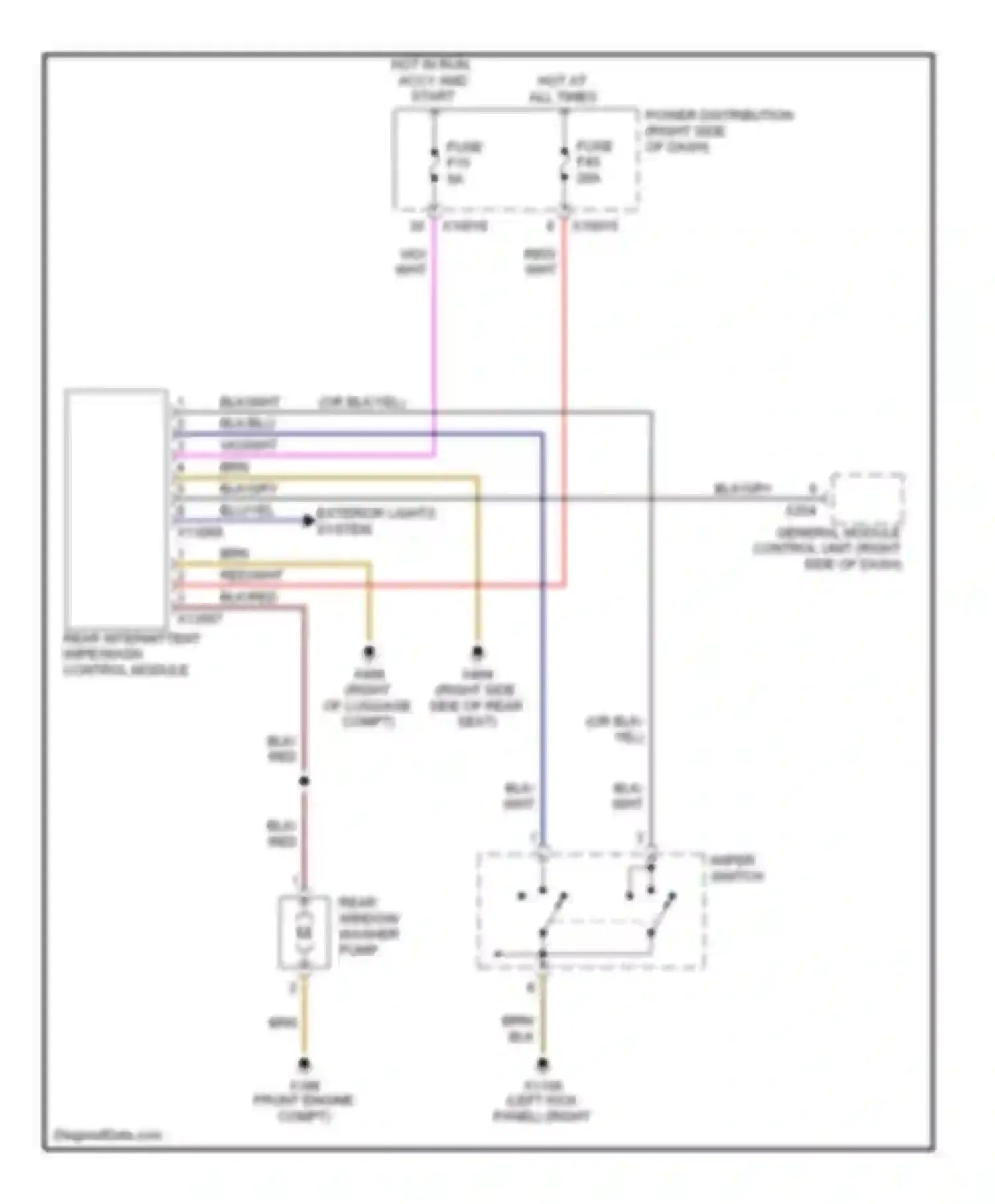 X3 BMW E83 (2003-2006): Rear wiper/washer circuit