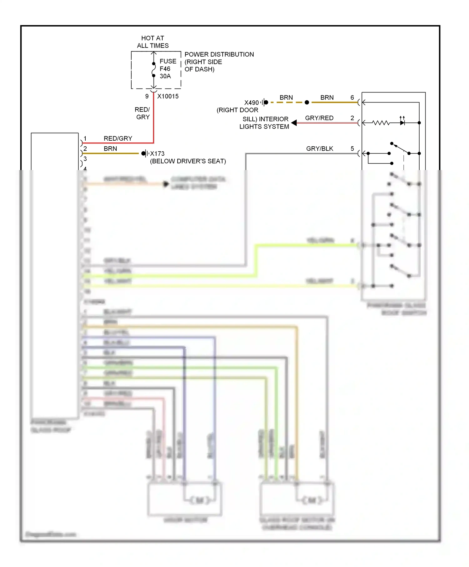 Wiring diagram blu/yel for BMW X3 E83 (2003-2006) (13 of 17)